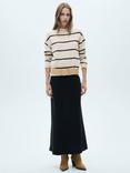 Mango Marina Stripe Jumper, Sand/Black