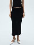 Mango Petroli Knit Midi Skirt, Black