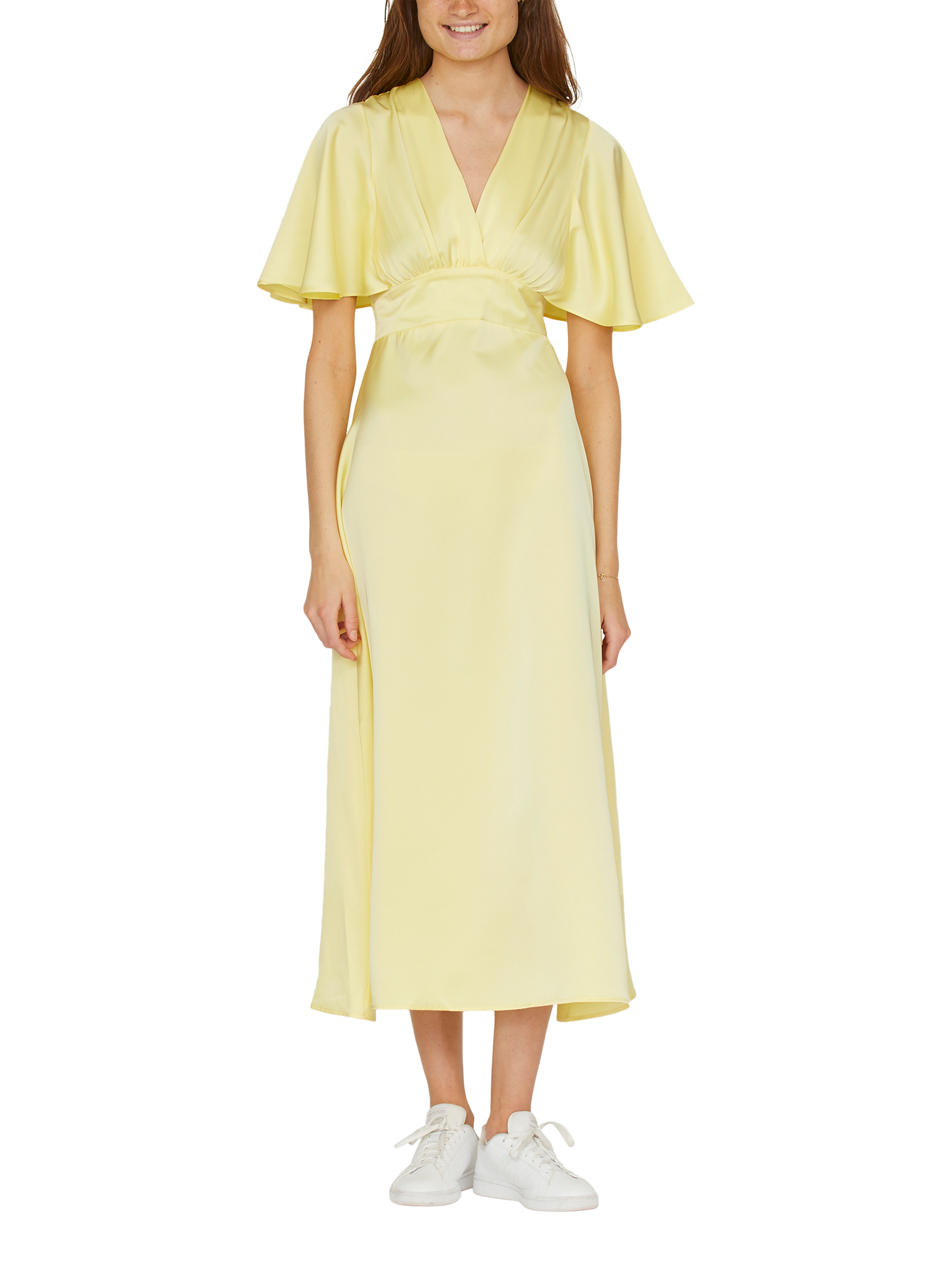 Product image 1 of 4, which shows Sisters Point Gisela Satin Dress, Light Yellow, S