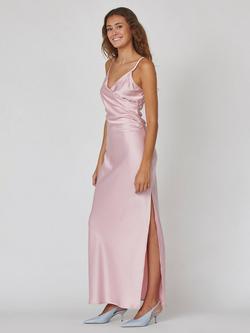 Sisters Point Ero Side Slit Satin Dress, Light Pink