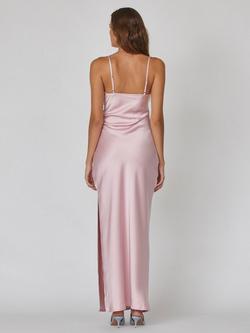 Sisters Point Ero Side Slit Satin Dress - view 2, Light Pink