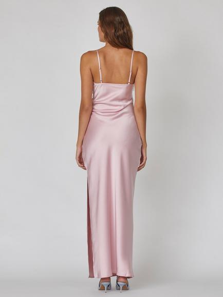 Sisters Point Ero Side Slit Satin Dress - view 2, Light Pink