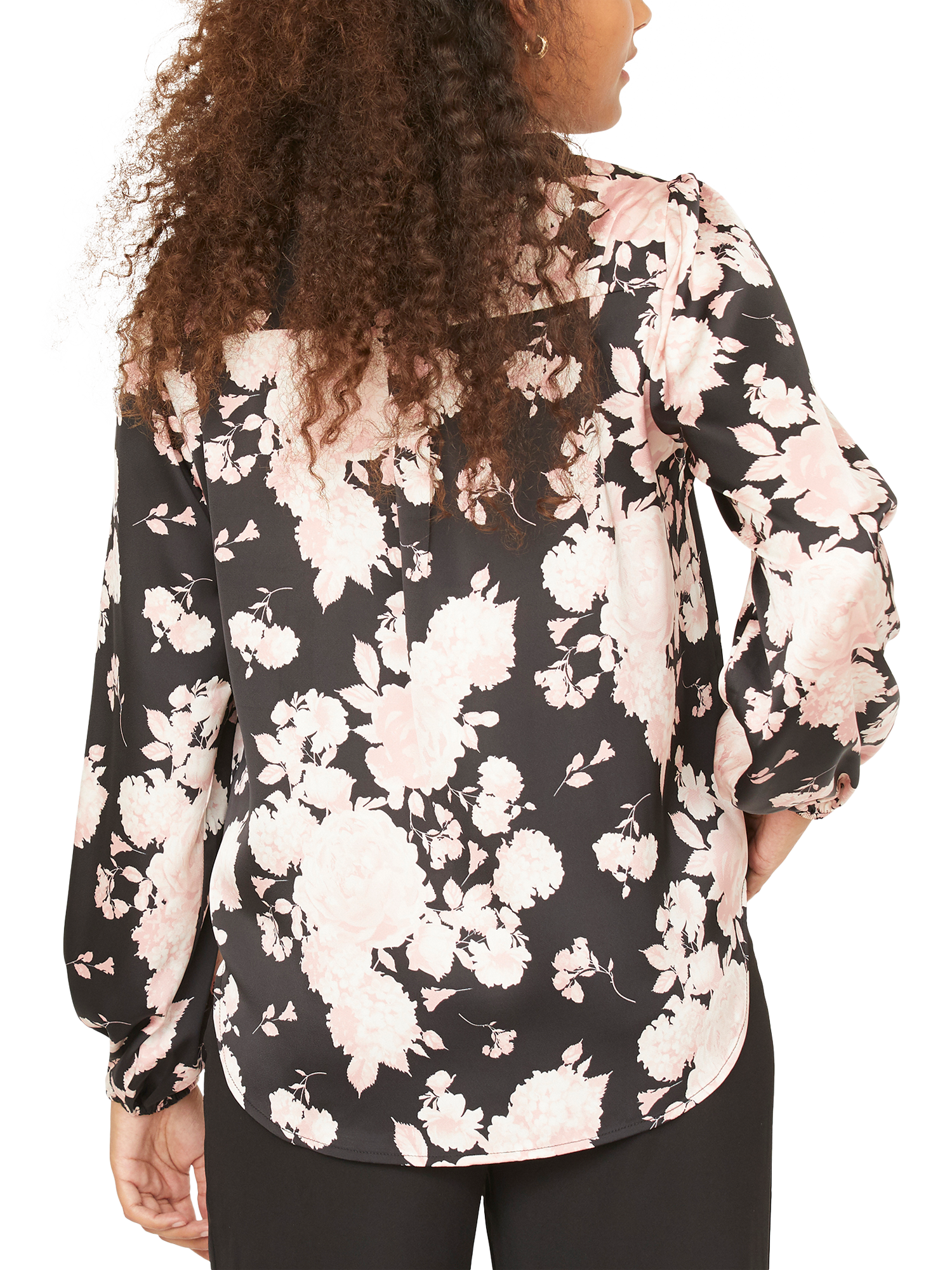 Product image 2 of 4, which shows Sisters Point Ebbey Floral Shirt, Black/Pink, XL
