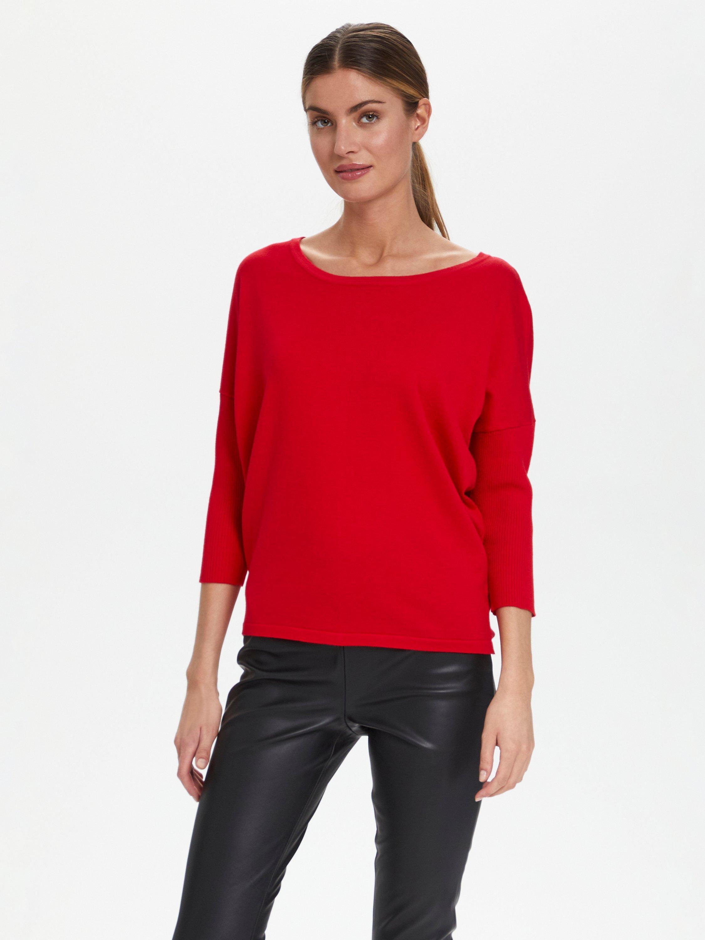Product image 1 of 7, which shows Saint Tropez Mila 3/4 Sleeve Jumper, Red, XS