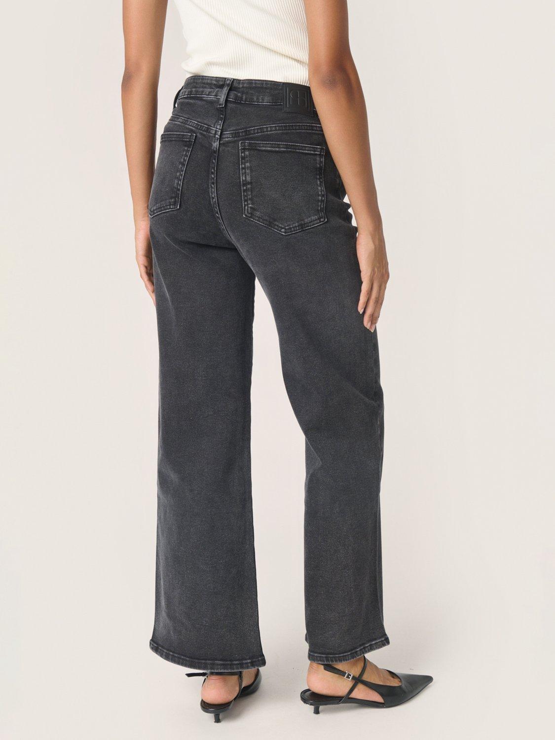 Product image 2 of 4, which shows Soaked In Luxury Vanesa Wide Leg Jeans, Black Washed Denim, XS