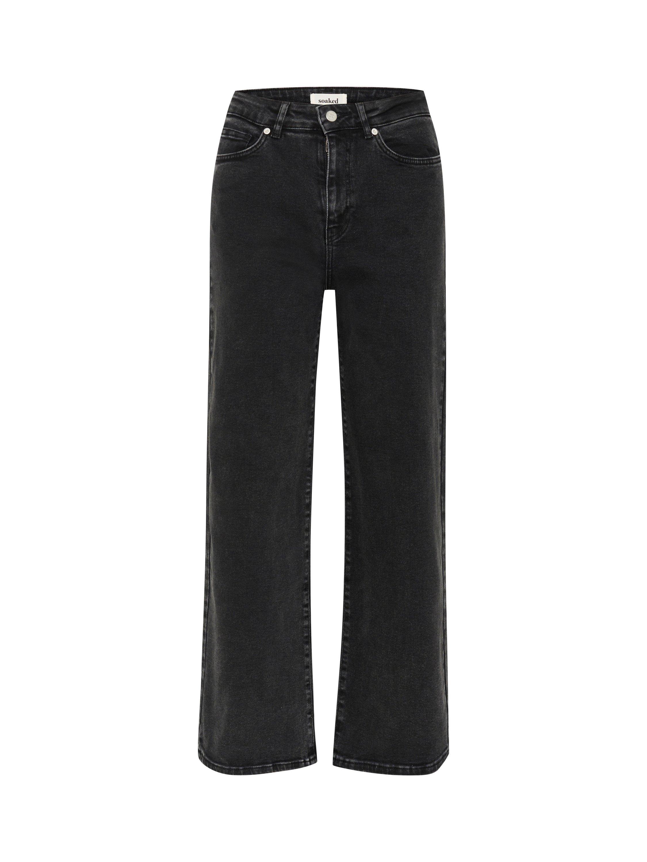 Product image 4 of 4, which shows Soaked In Luxury Vanesa Wide Leg Jeans, Black Washed Denim, XS