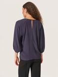 Soaked In Luxury Valize V-Neck Top, Dark Blue