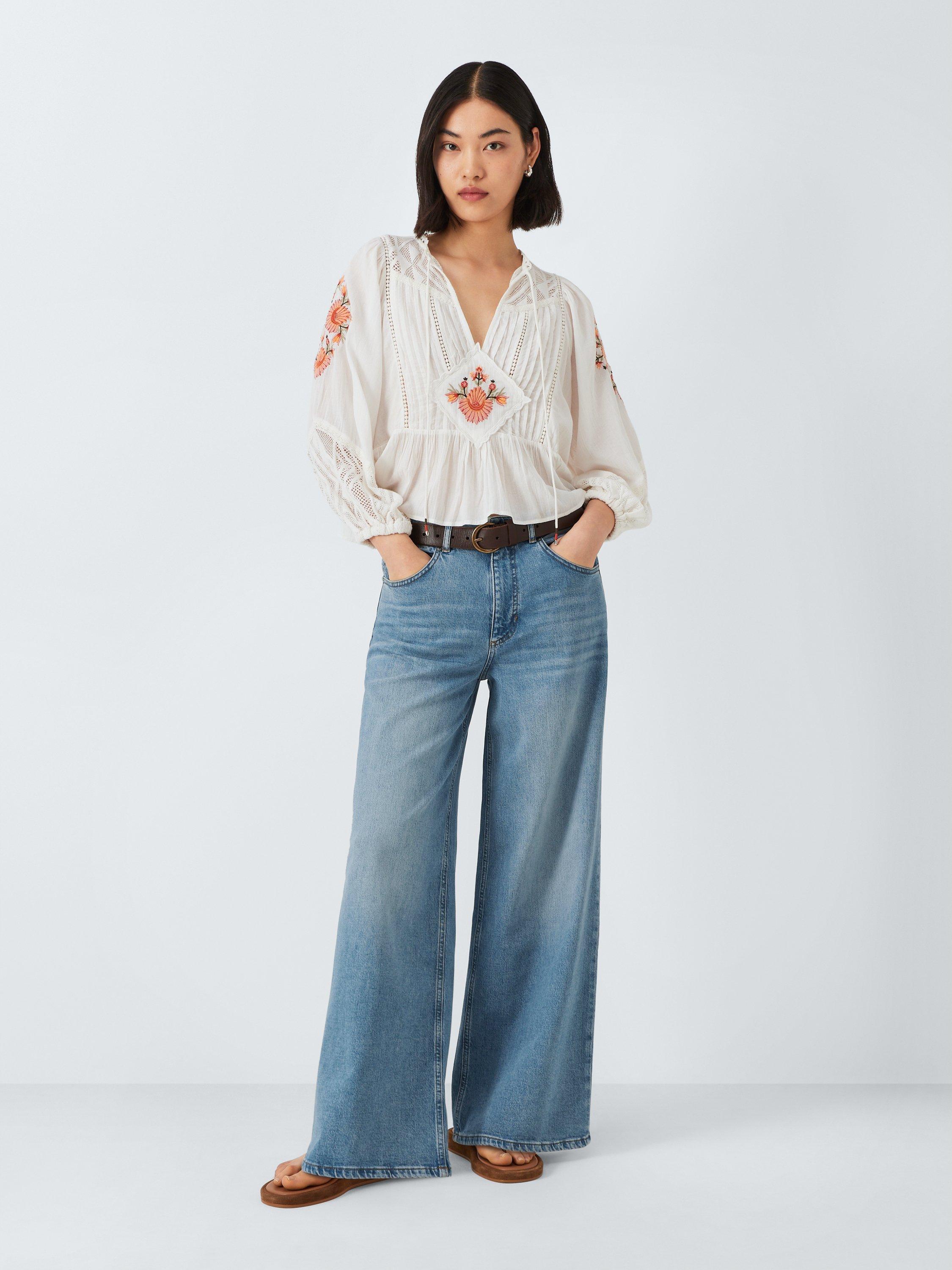 Product image 3 of 7, which shows AND/OR Westlake Organic Cotton Rich Wide Leg Jeans, Spring Blue, 28R