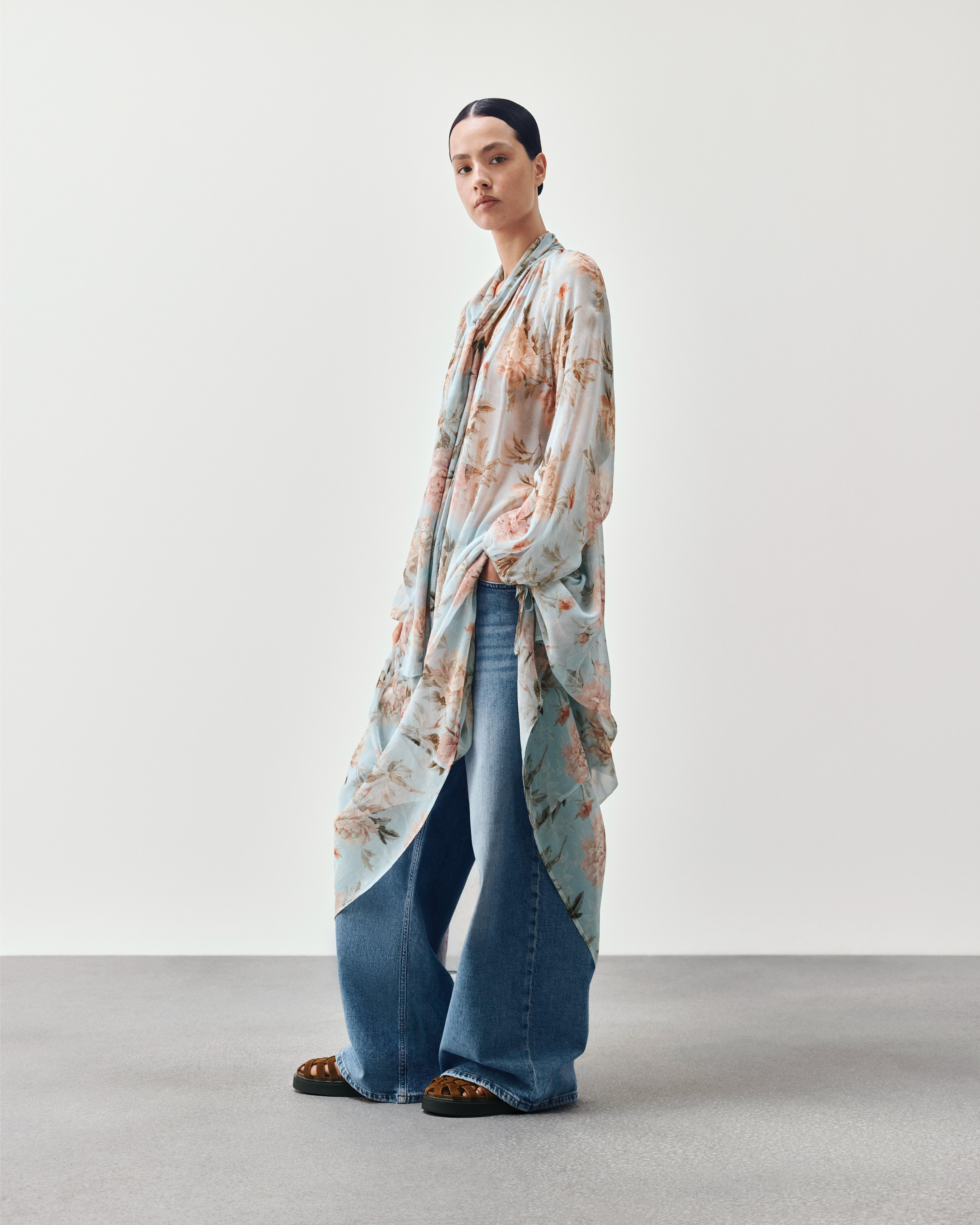 Product image 7 of 7, which shows AND/OR Westlake Organic Cotton Rich Wide Leg Jeans, Spring Blue, 28R