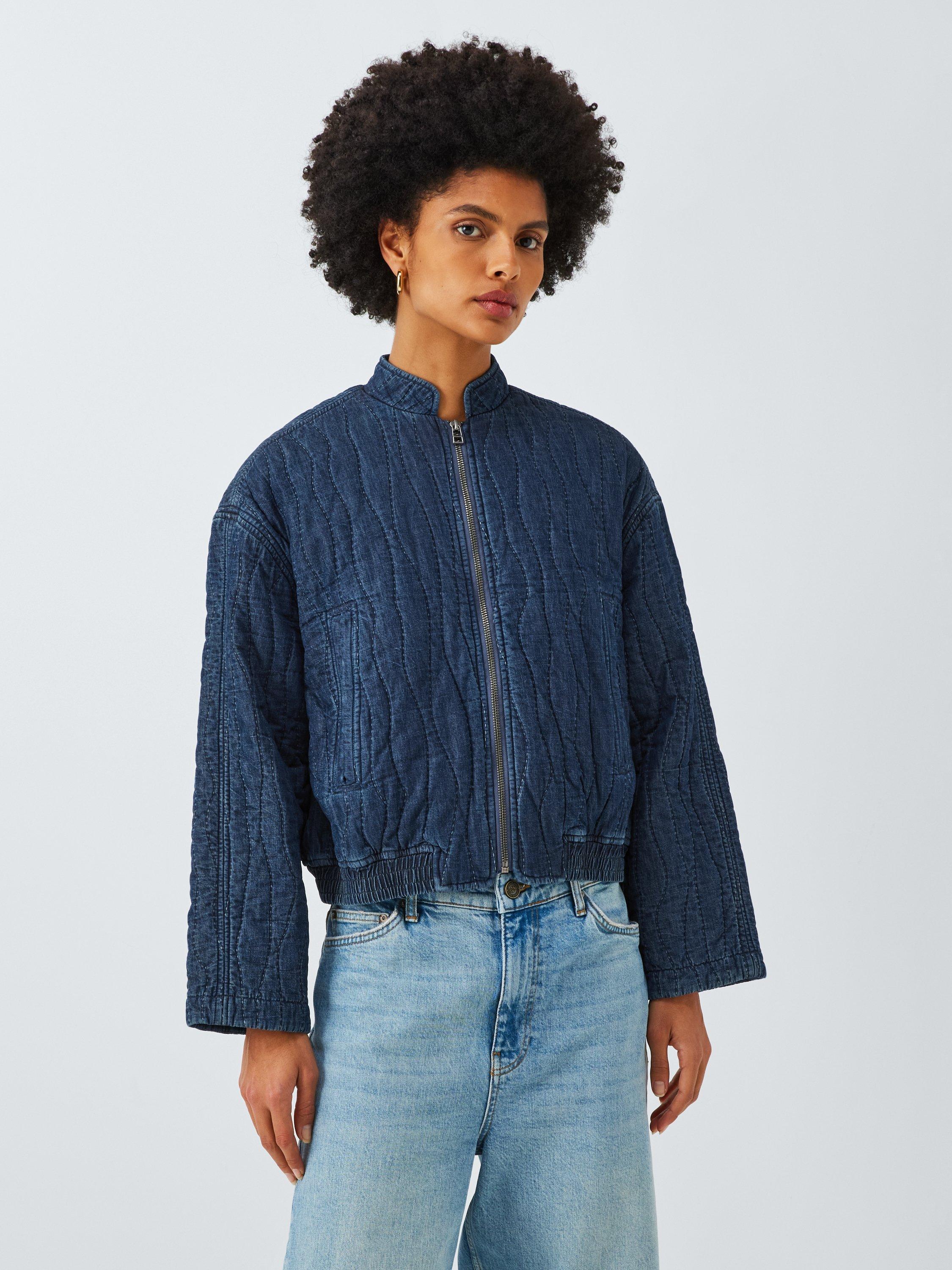 Product image 1 of 6, which shows AND/OR Amber Quilted Denim Jacket, Denim Blue, 6