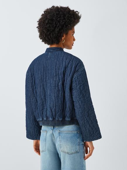 AND/OR Amber Quilted Denim Jacket, Denim Blue - view 2, Denim Blue
