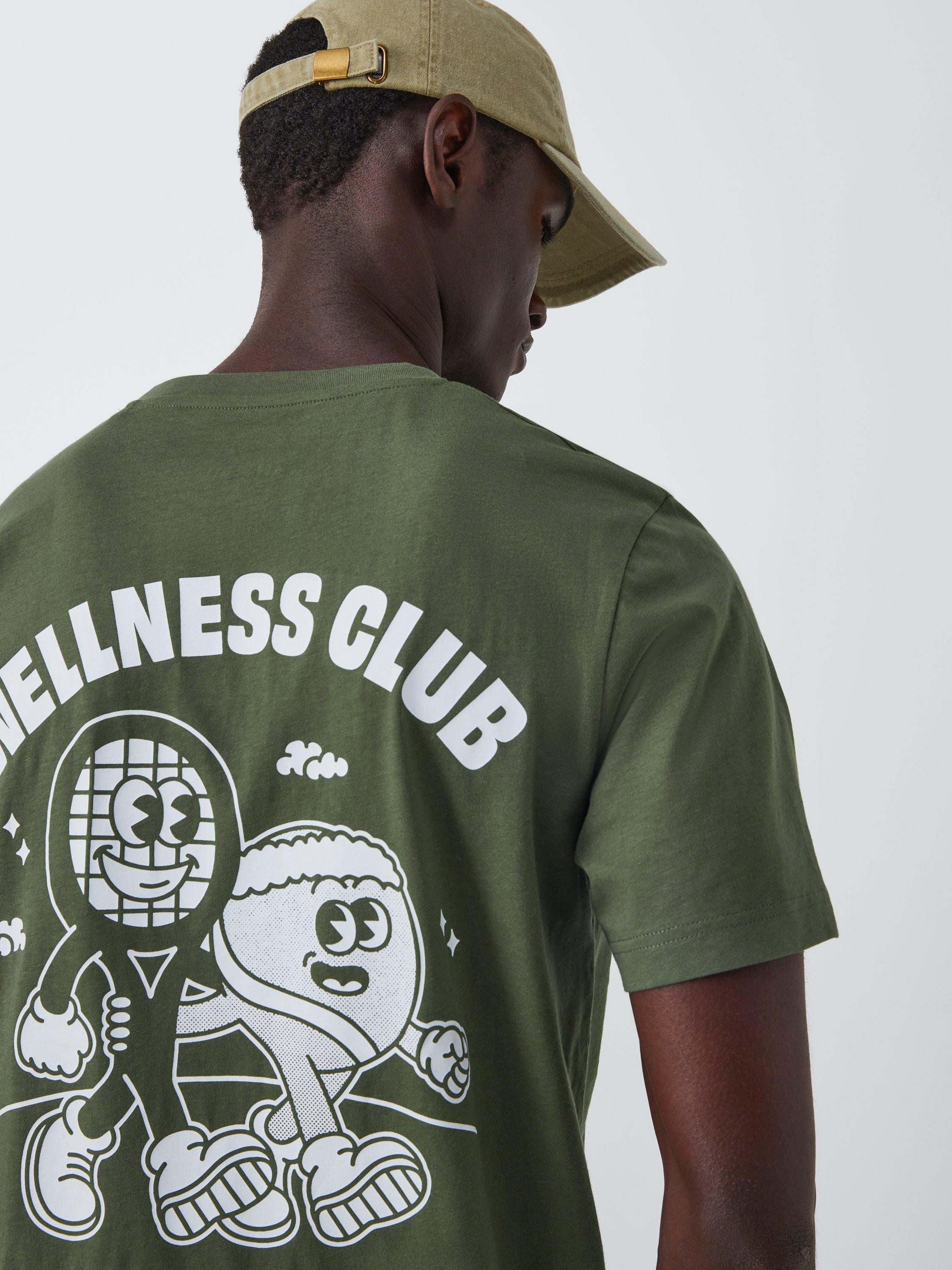 Product image 6 of 6, which shows John Lewis ANYDAY x Goodie Works Regular Fit Wellness Club Graphic T-Shirt, Thyme, S