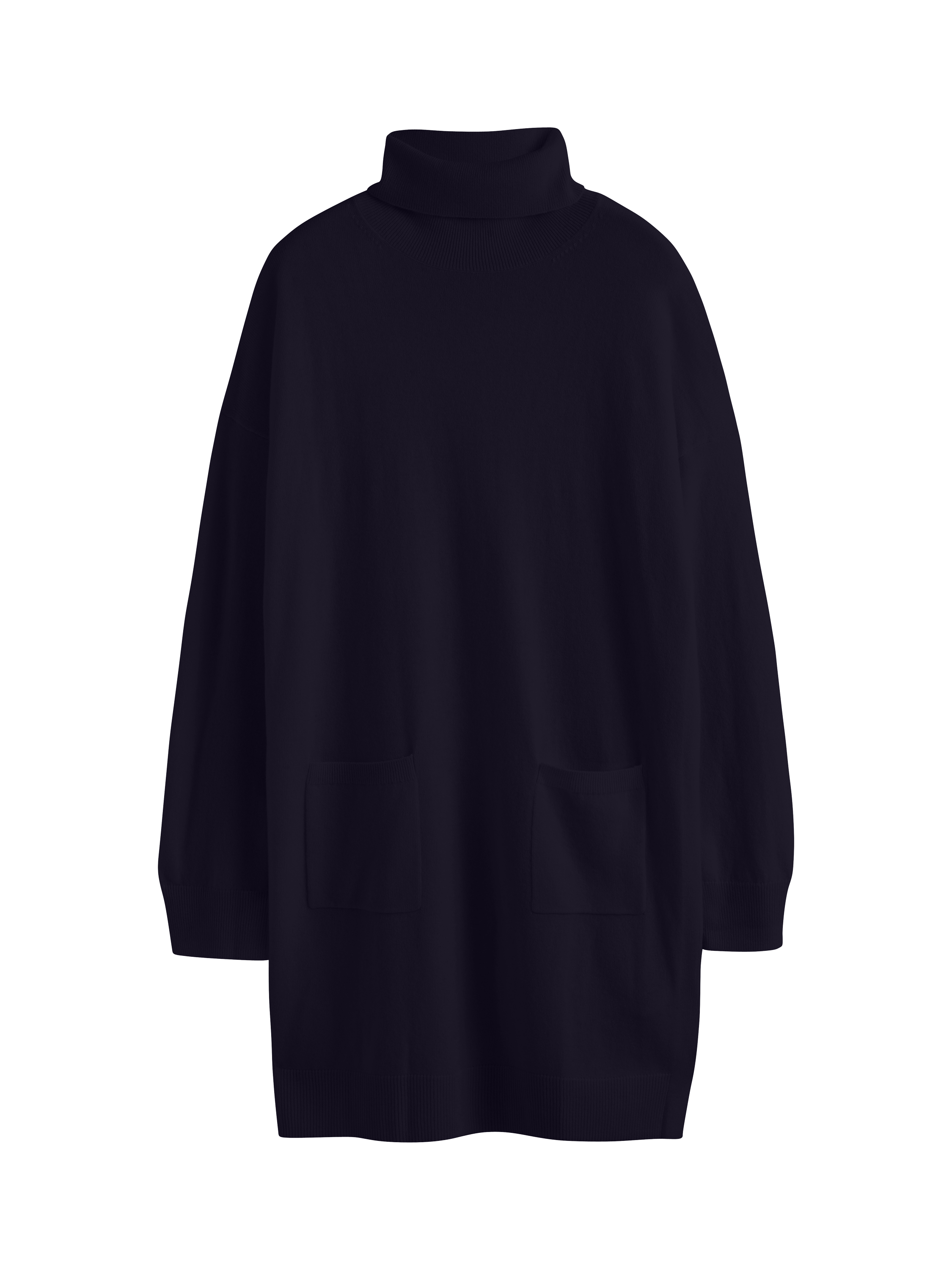 Product image 3 of 4, which shows Chinti & Parker Wool & Cashmere Blend Roll Neck Dress, Black, XS