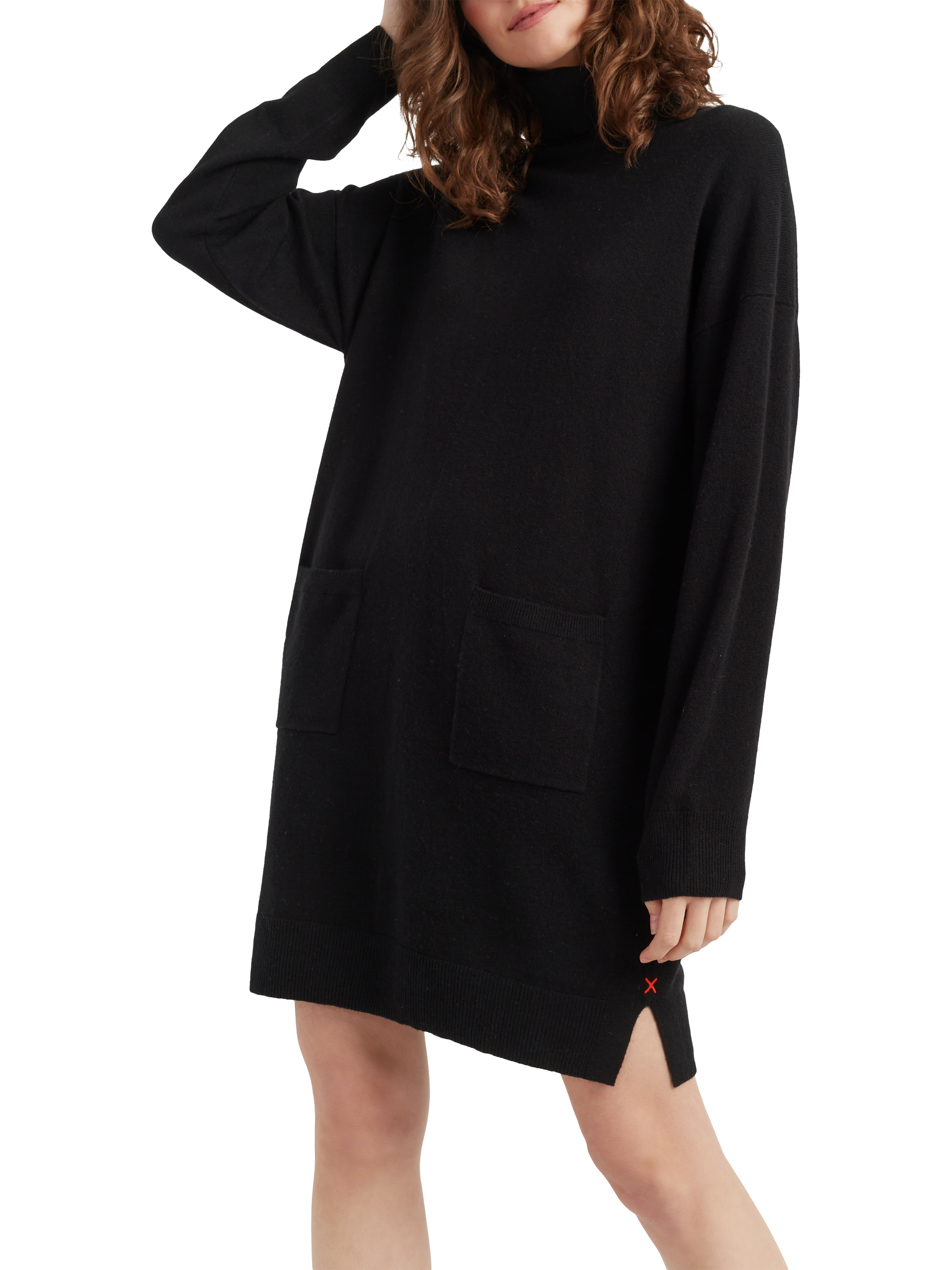 Product image 4 of 4, which shows Chinti & Parker Wool & Cashmere Blend Roll Neck Dress, Black, XS