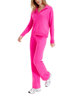 Chinti & Parker Wool & Cashmere Blend Collared Sweatshirt, Hot Pink