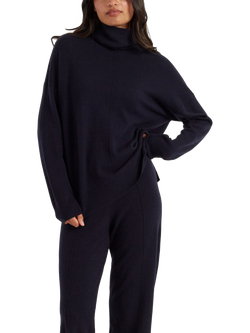 Chinti & Parker Wool & Cashmere Blend Roll Neck Sweatshirt, Navy, Navy