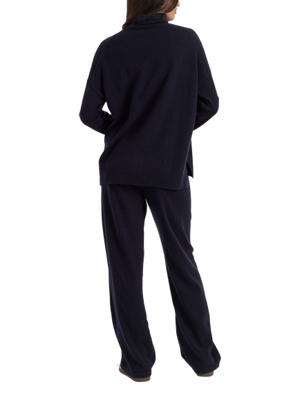 Chinti & Parker Wool & Cashmere Blend Roll Neck Sweatshirt, Navy - view 2, Navy