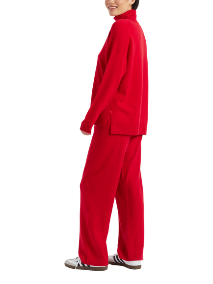 Chinti & Parker Wool Cashmere Roll Neck Relaxed Fit Jumper, Velvet Red - view 2, Velvet Red