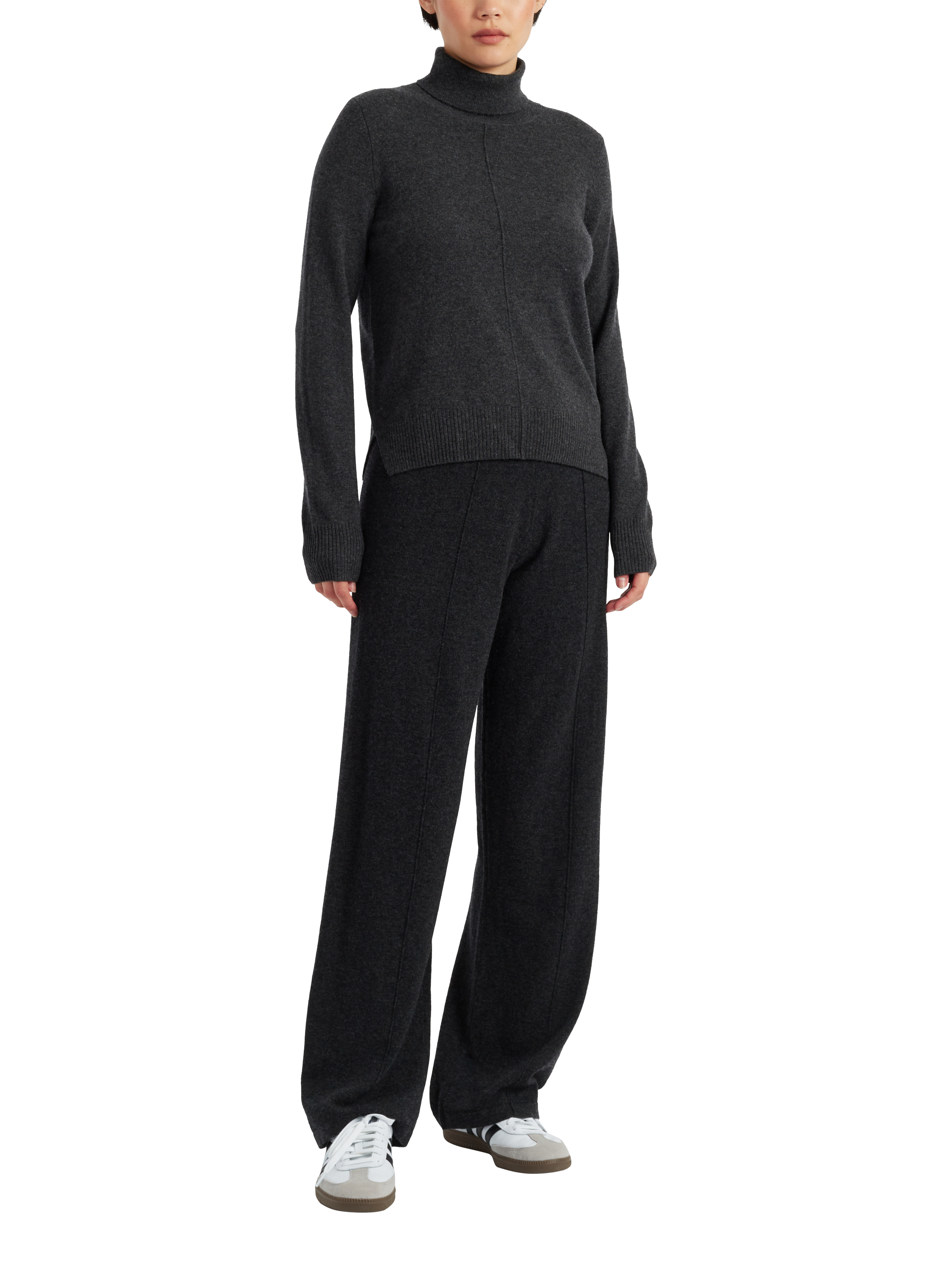 Chinti & Parker Wool Rich Wide Leg Joggers, Charcoal