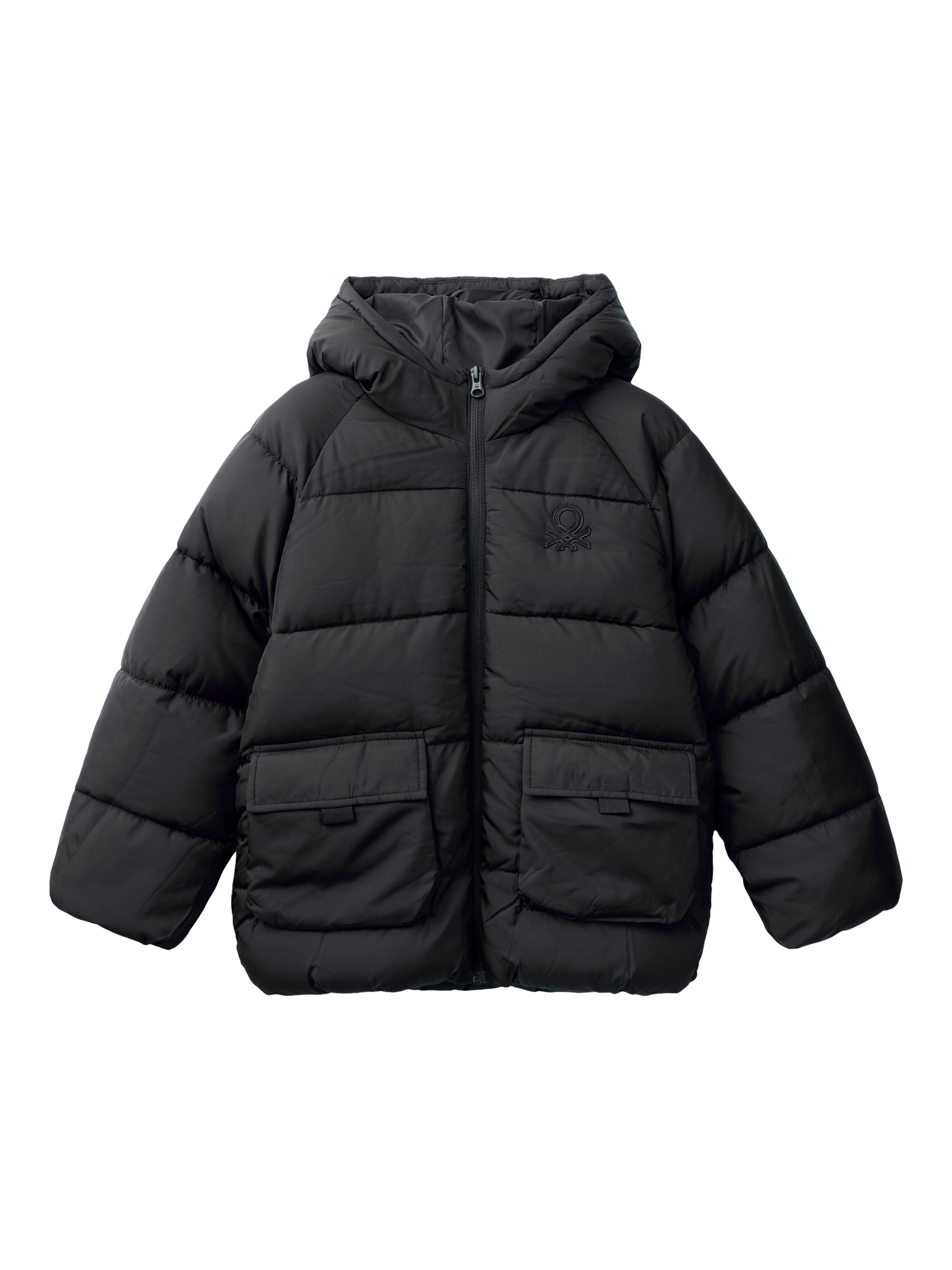 Benetton Kids' Padded Hooded Jacket, Black