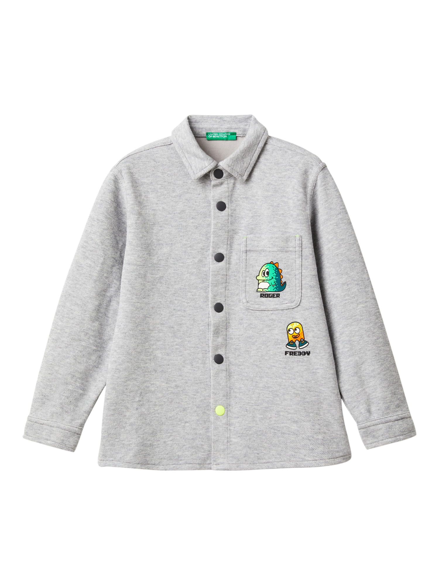 Benetton Kids' Piquet Shirt, Medium Melange Grey