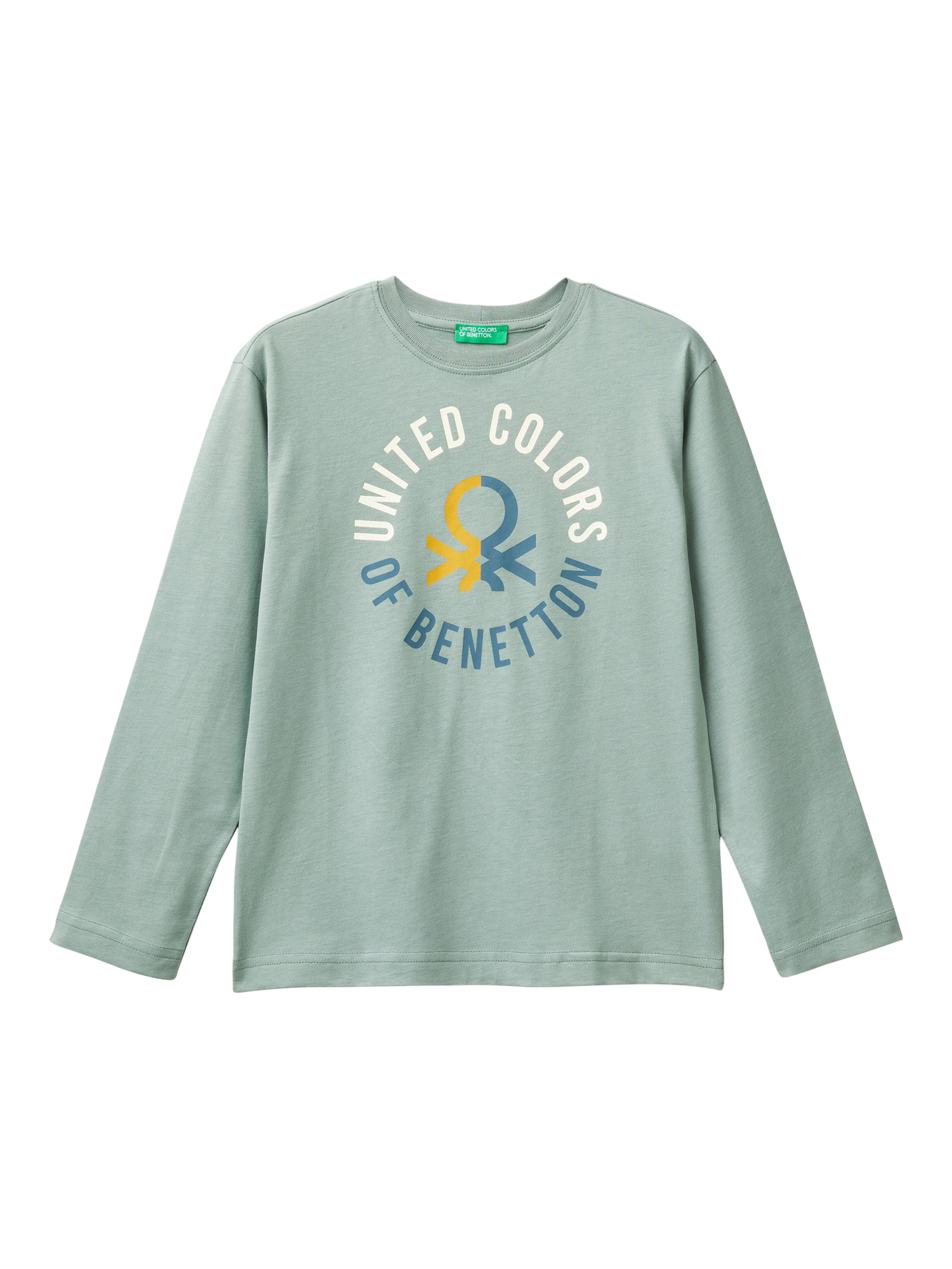 Benetton Kids' Cotton Logo T-Shirt, Sage Green