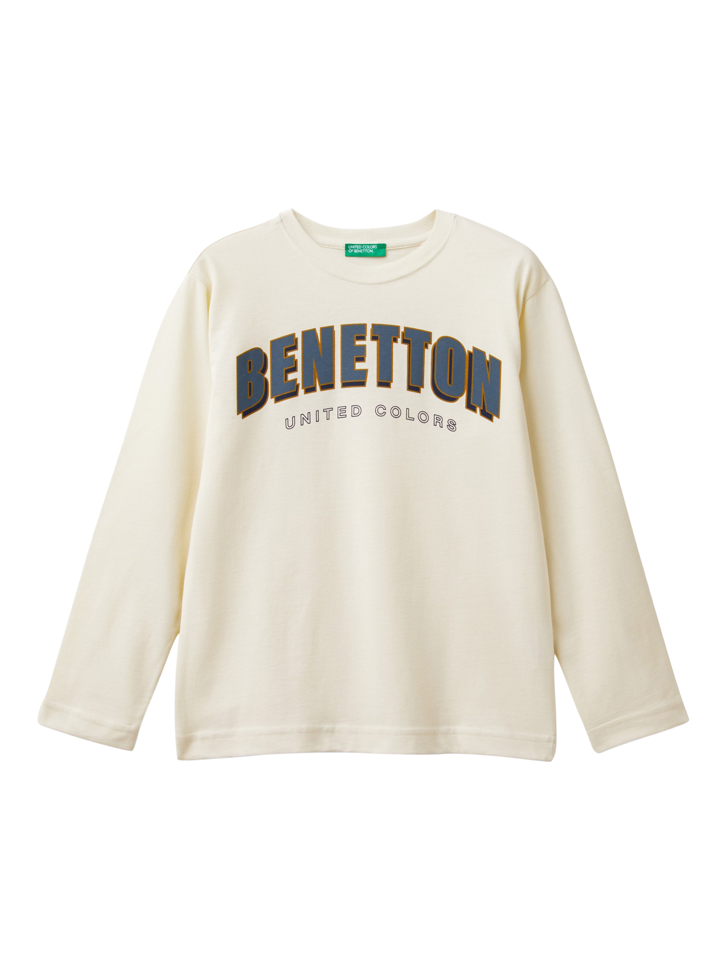 Benetton Kids' Cotton Logo T-Shirt, Sand