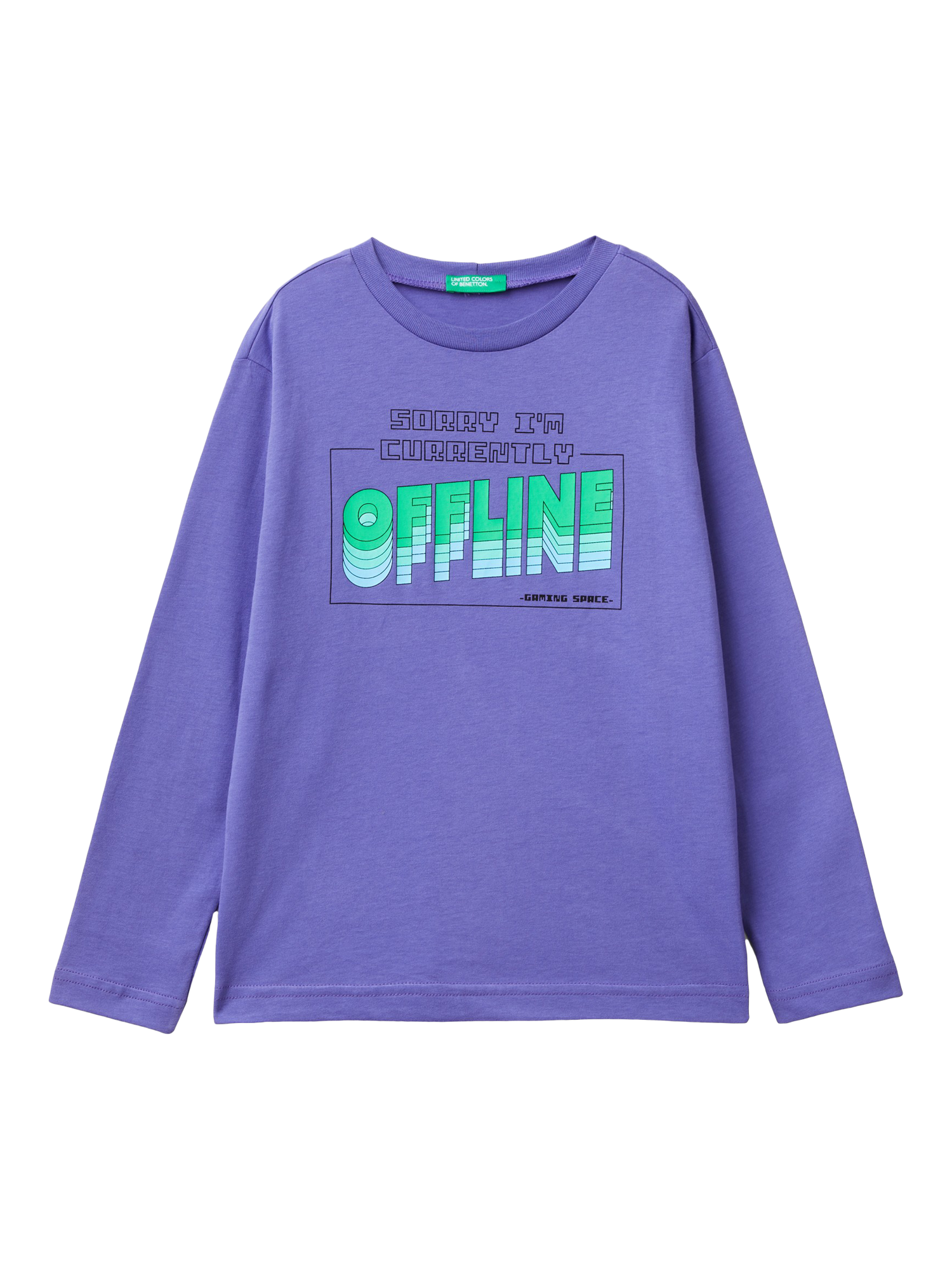 Benetton Kids' Cotton Slogan T-Shirt, Periwinkle