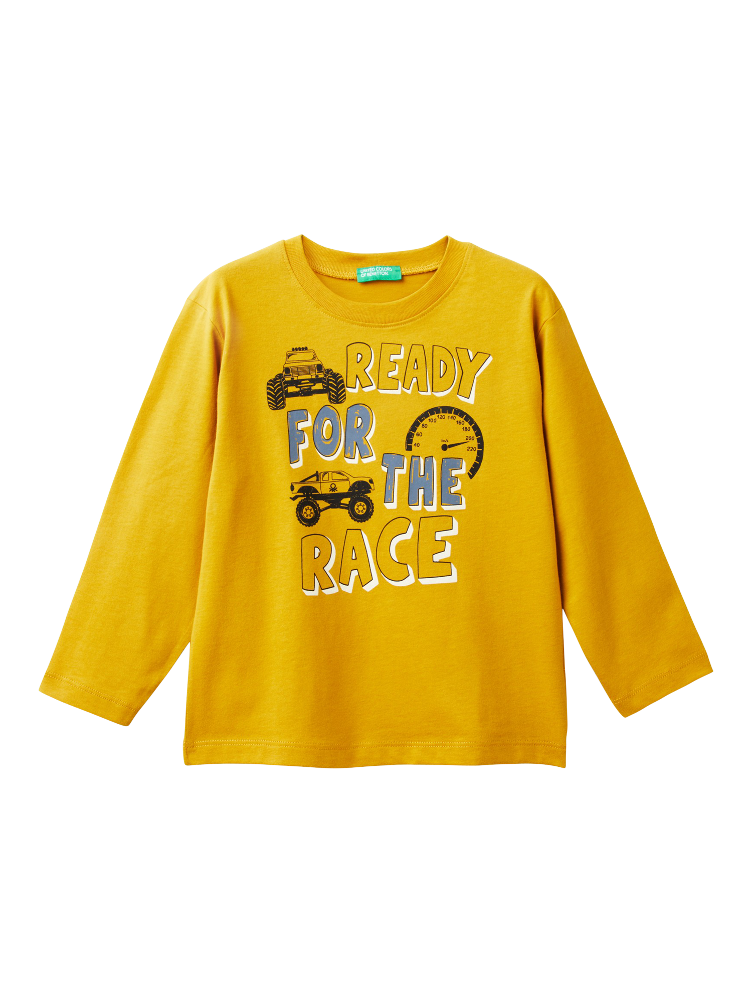 Benetton Kids' Cotton Graphic T-Shirt, Mustard