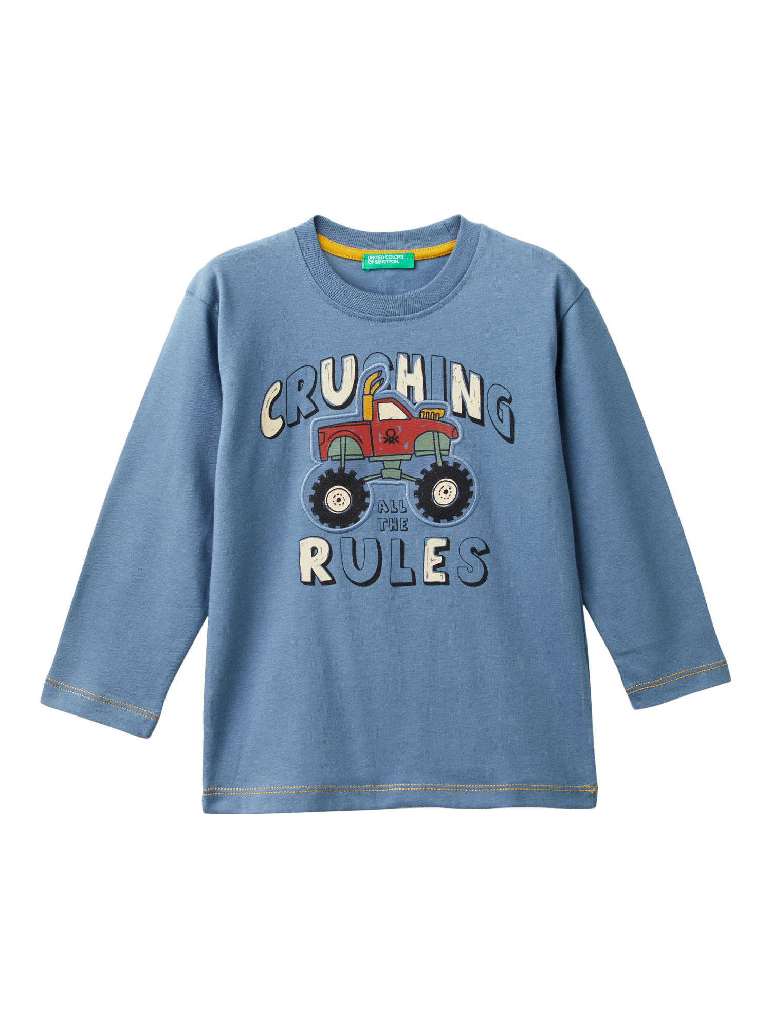 Benetton Kids' Cotton Graphic T-Shirt, Air Force Blue