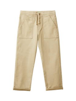 Benetton Kids' Stretch Slub Drill Joggers, Beige