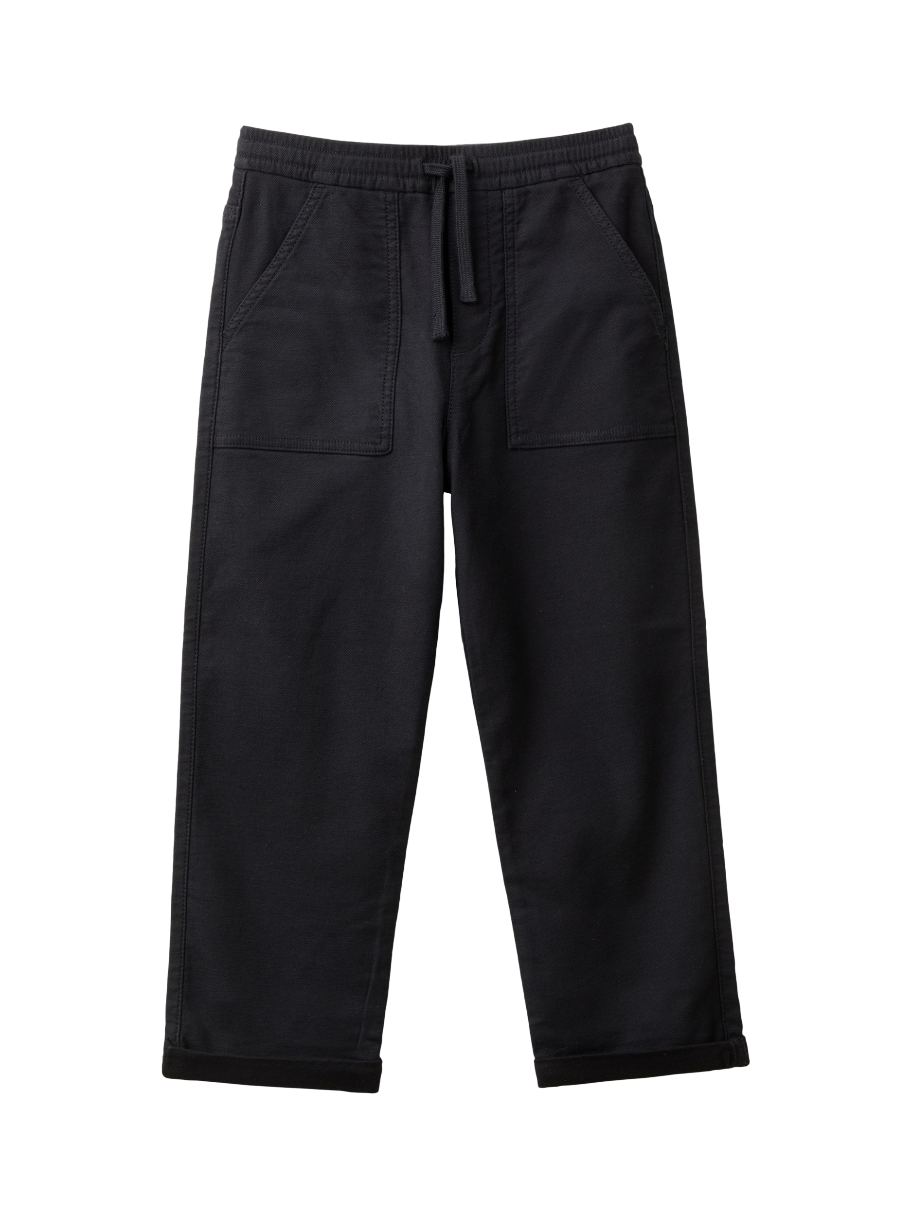 Product image 1 of 3, which shows Benetton Kids' Stretch Slub Drill Joggers, Black, 6-7 years