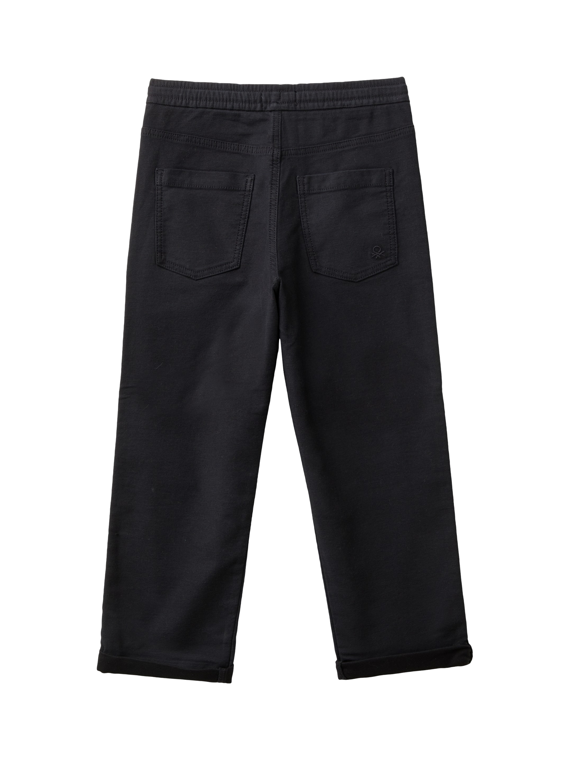 Product image 2 of 3, which shows Benetton Kids' Stretch Slub Drill Joggers, Black, 6-7 years