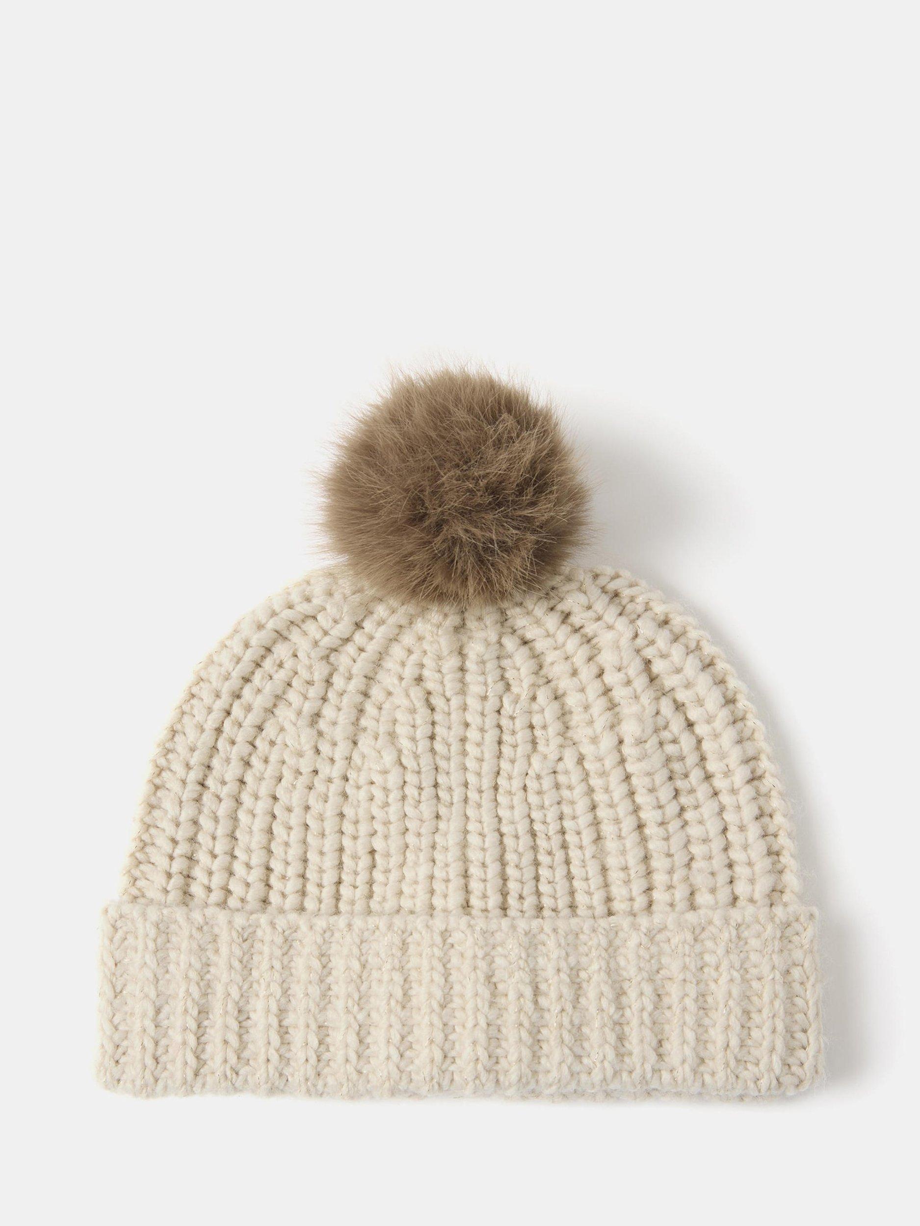 Mint Velvet Knit Pom Pom Hat, Brown