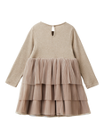 Benetton Kids' Plisset Tulle Tiered Dress, Taupe