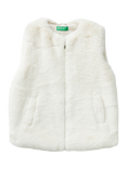 Benetton Kids' Faux Fur Gilet, White