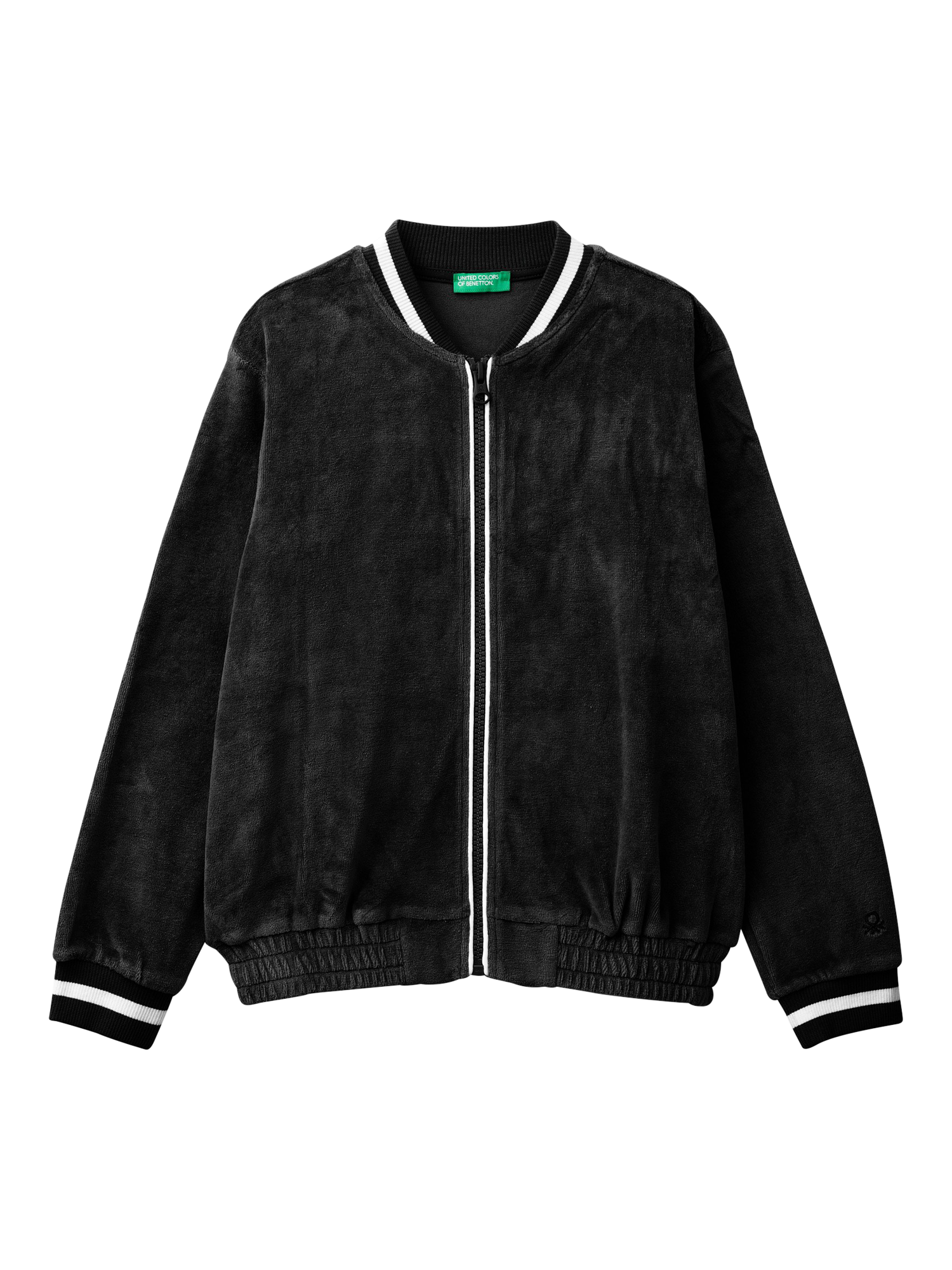 Benetton Kids' Chenille Zipped Sweatshirt, Black