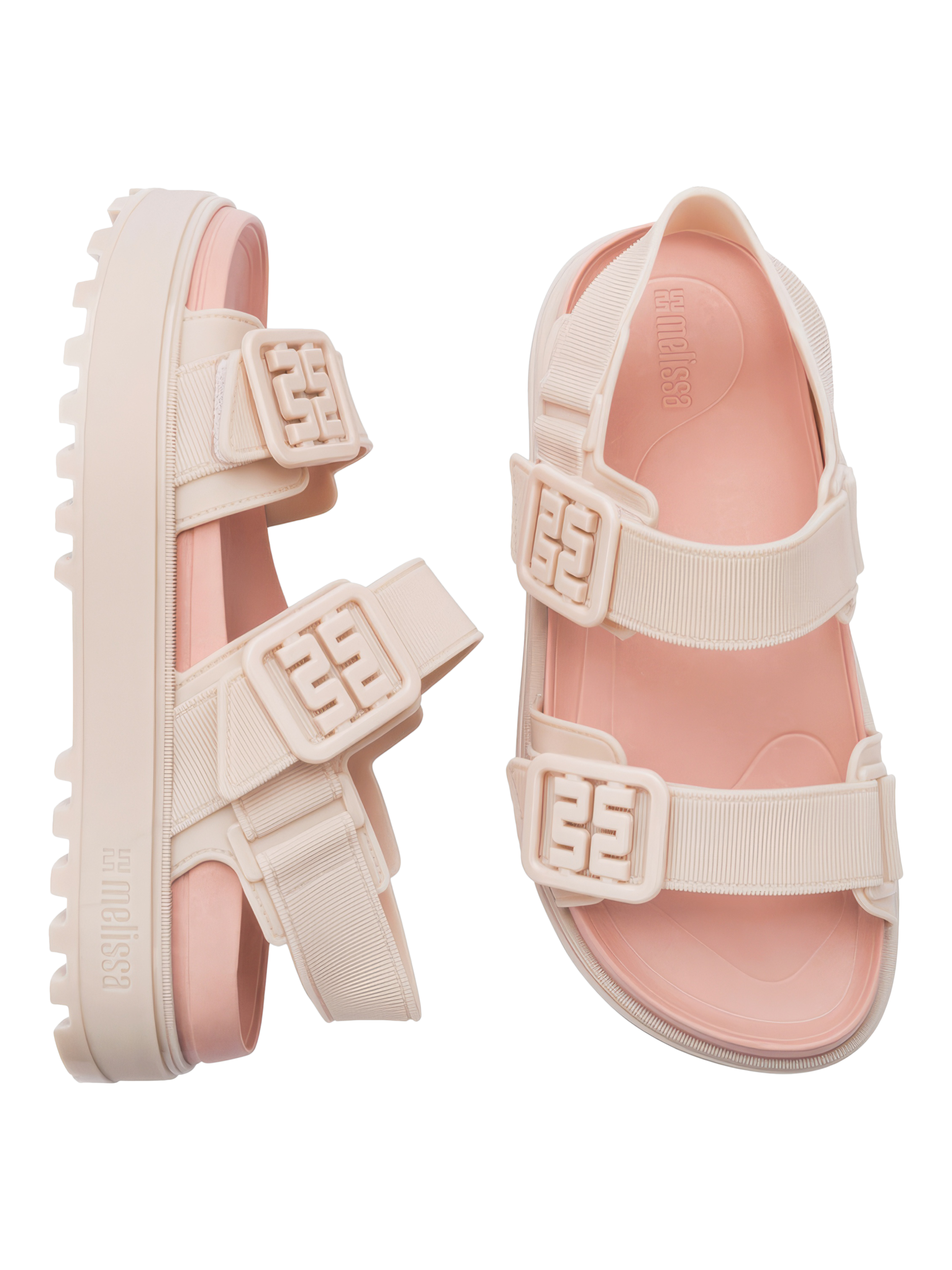 Product image 3 of 4, which shows Melissa Towny Jelly Sandals, Beige/Pink, 3