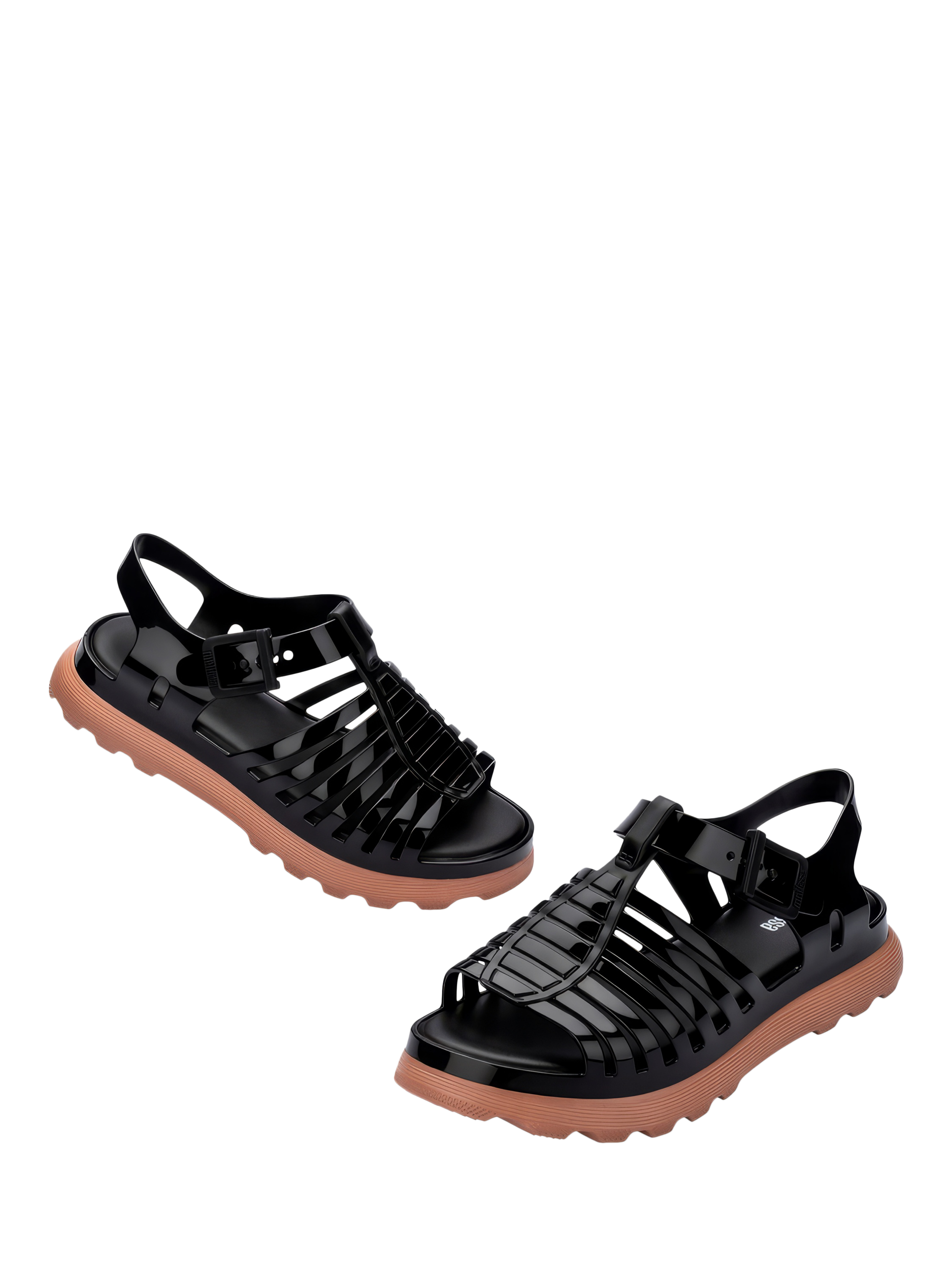 Product image 2 of 4, which shows Melissa Gloria Jelly Platform Sandals, Brown/Black, 3