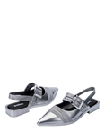 Melissa Ladylike Jelly Pointed Slingback Ballet Flats, Silver/Black