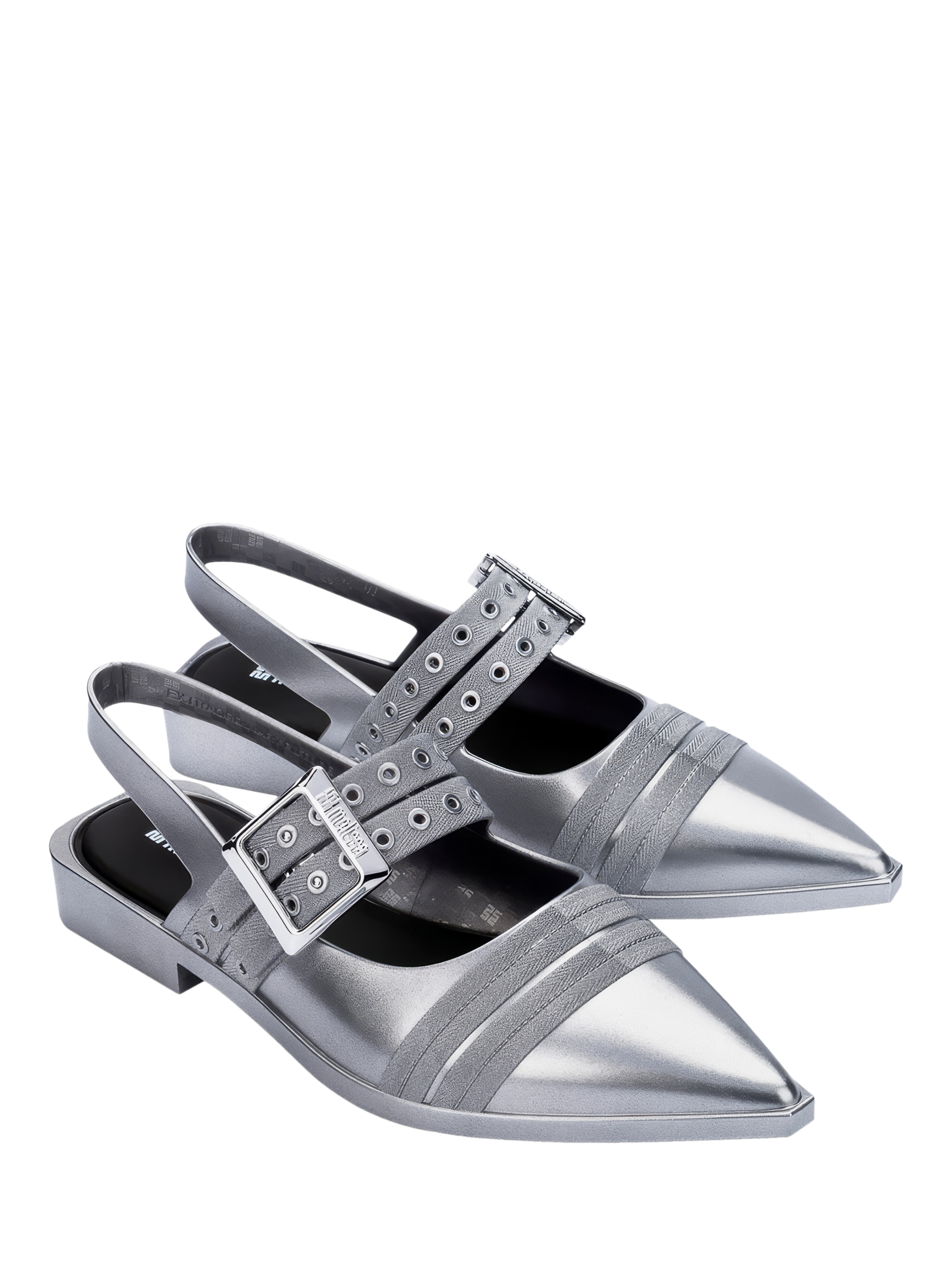 Silver slingback flats sales