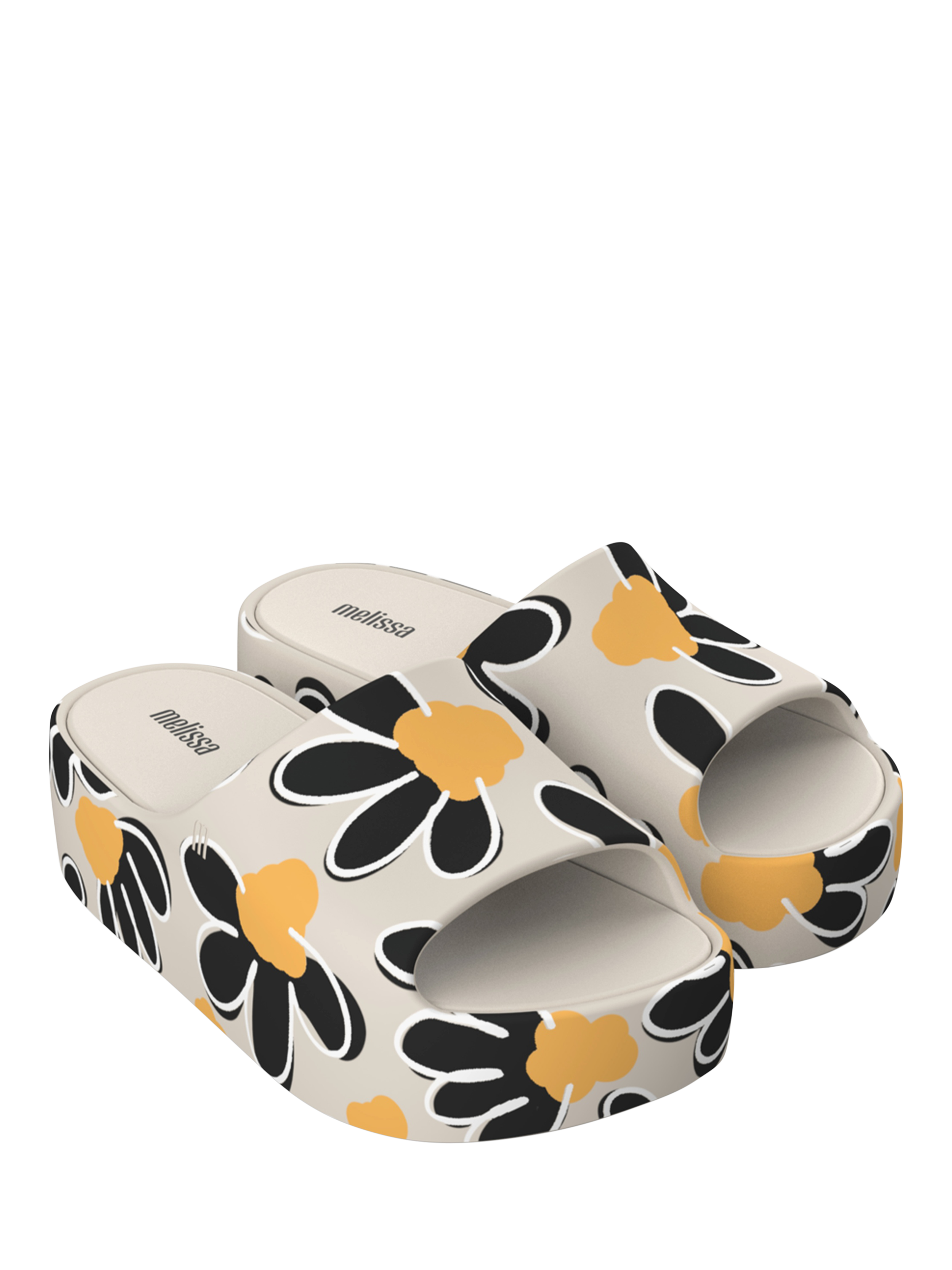 Product image 2 of 2, which shows Melissa Melissa Free Print Platform Slides, Beige/Black, 3