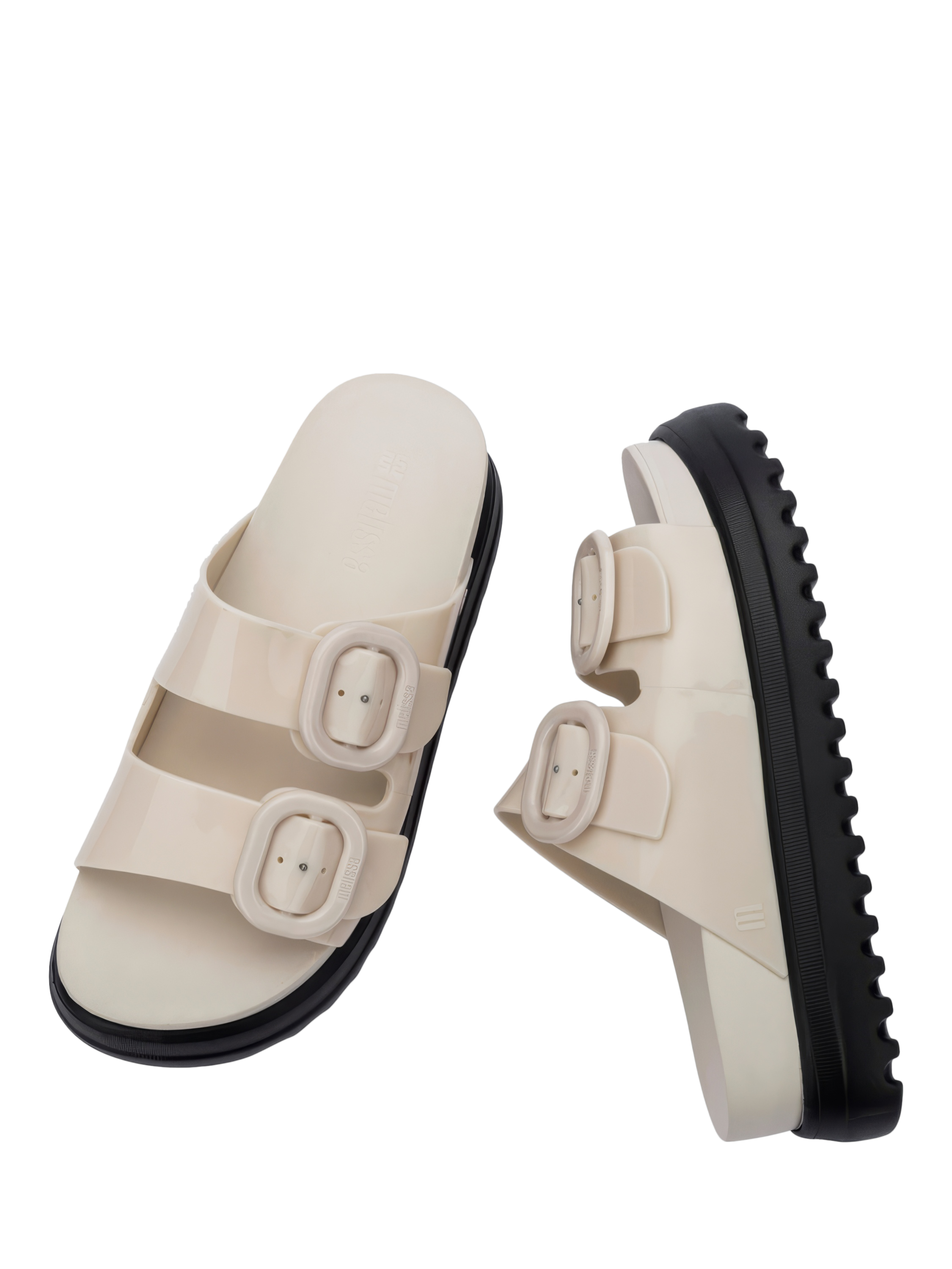 Product image 3 of 4, which shows Melissa Cozy Slide Jelly Sandals, Black/Beige, 3
