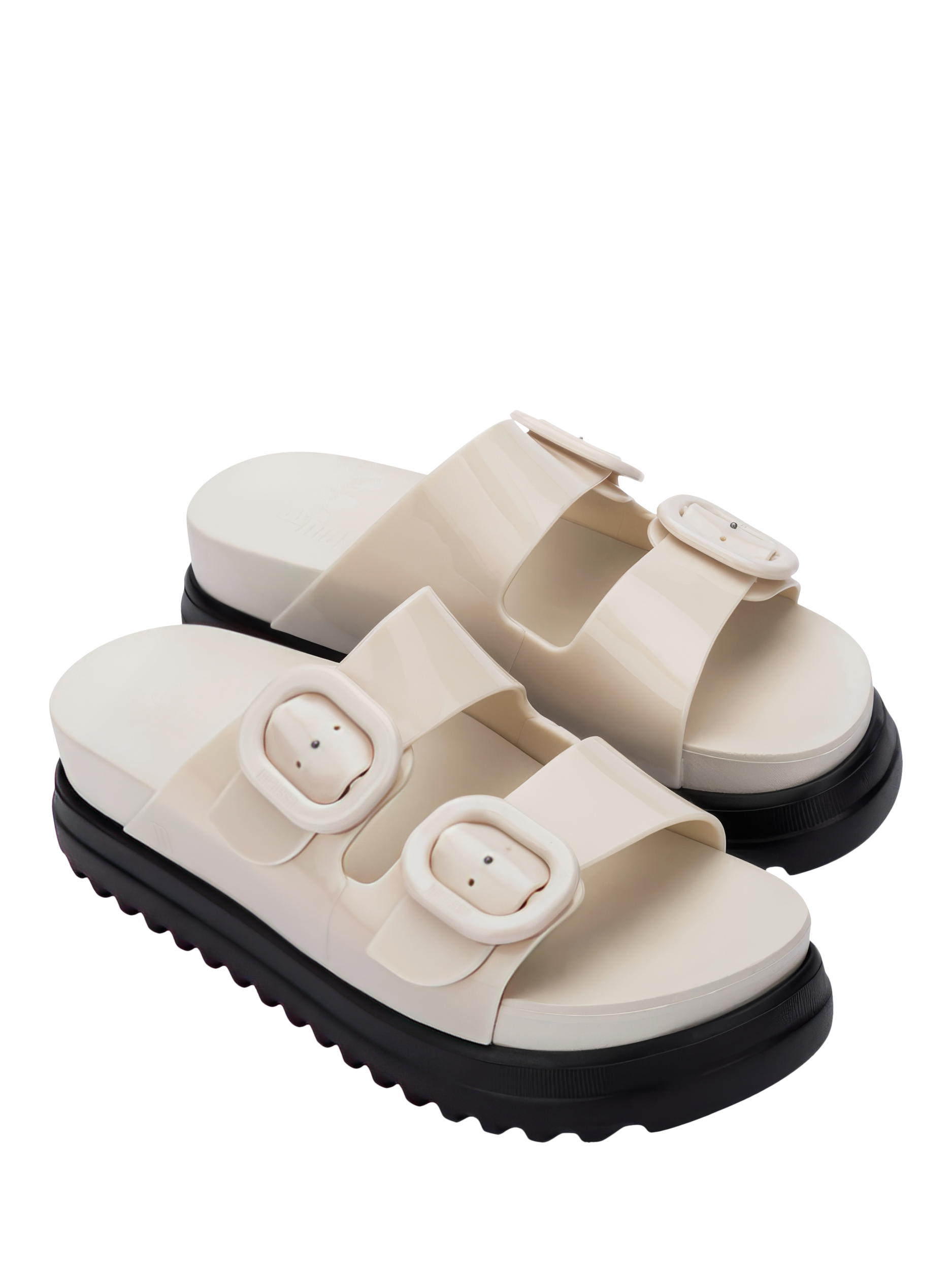 Product image 4 of 4, which shows Melissa Cozy Slide Jelly Sandals, Black/Beige, 3