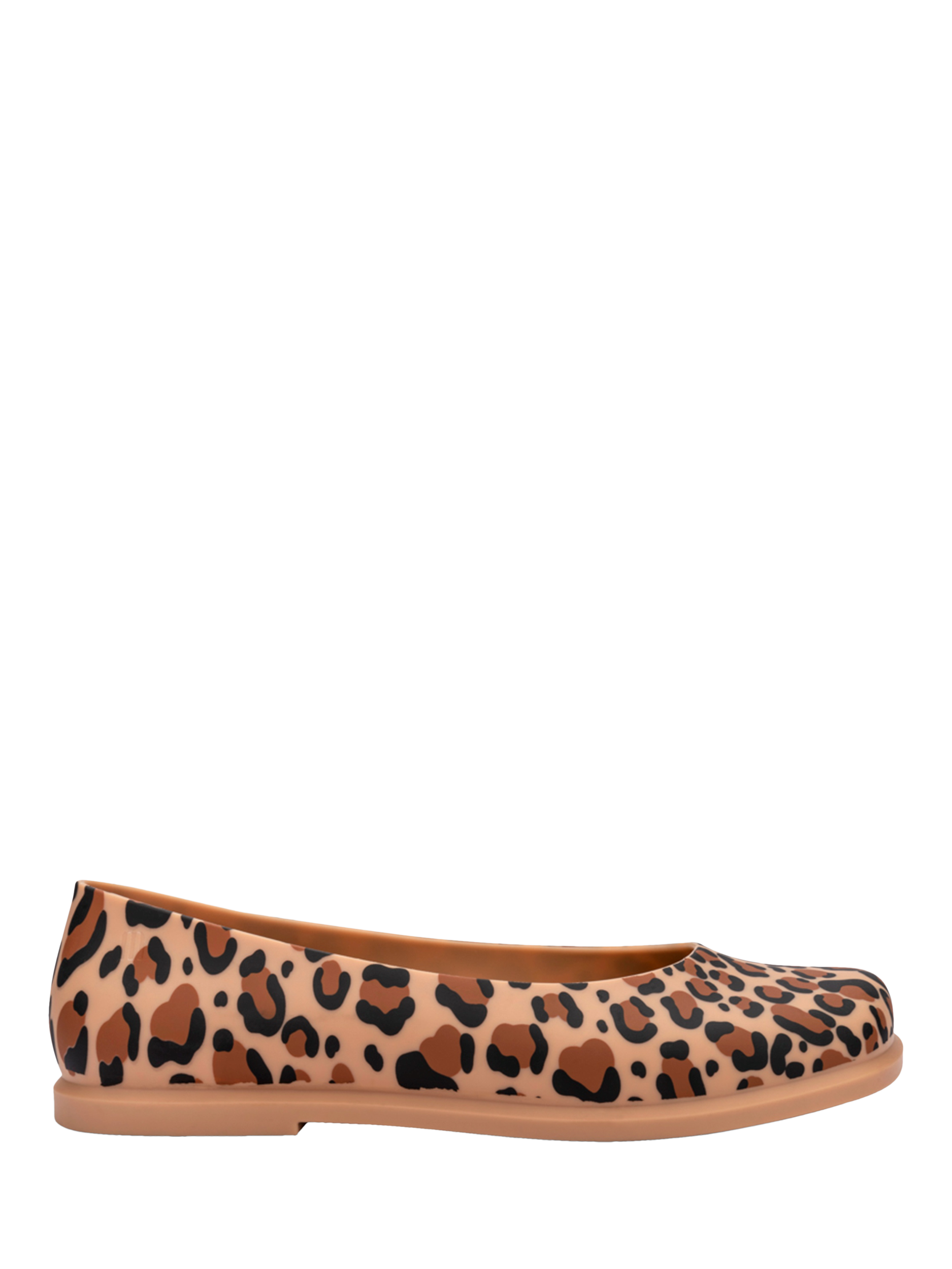 Product image 1 of 4, which shows Melissa Ruby Animal Print Ballerina Pumps, Beige/Brown, 3
