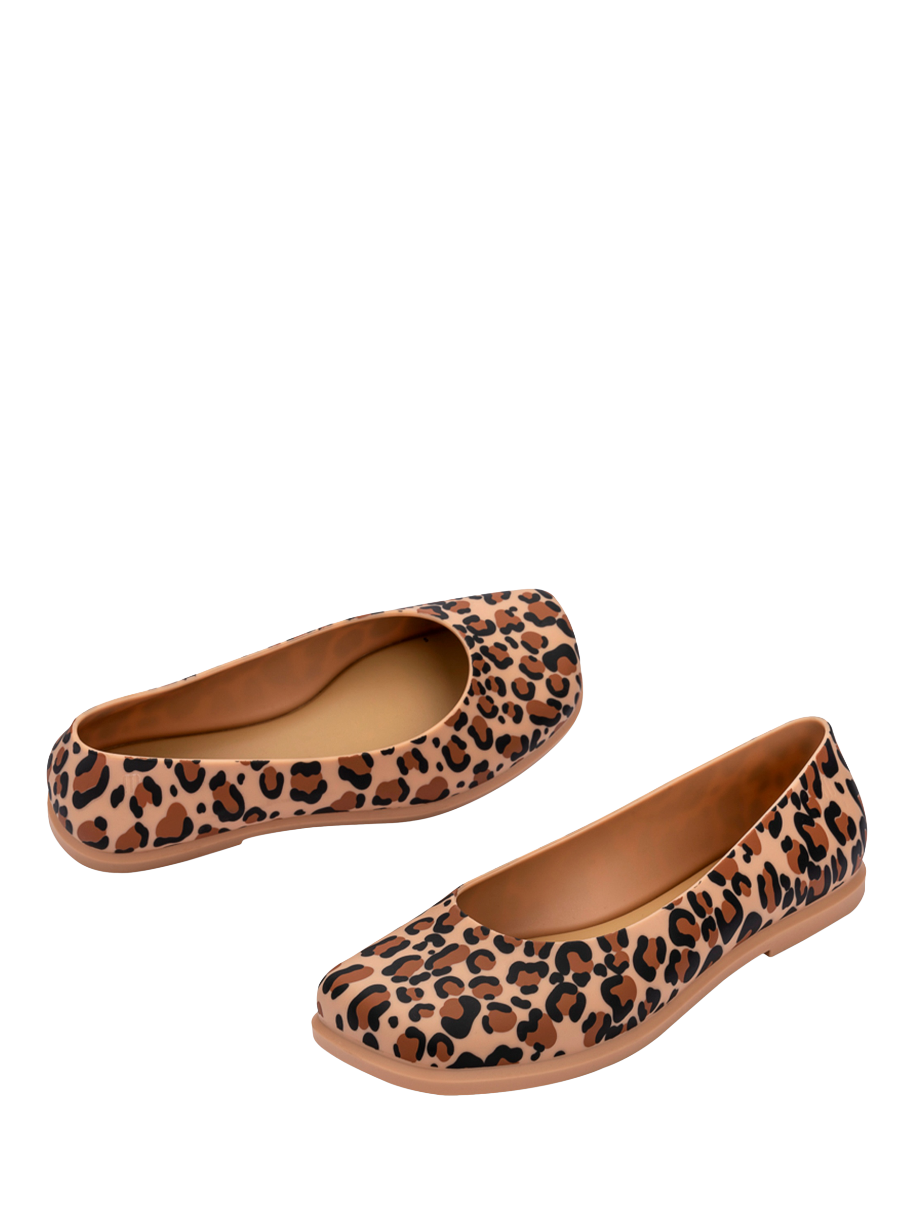 Product image 2 of 4, which shows Melissa Ruby Animal Print Ballerina Pumps, Beige/Brown, 3