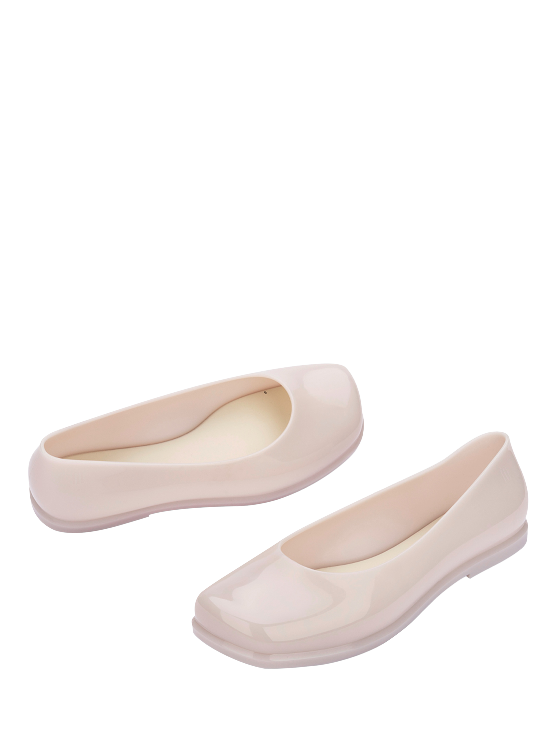Product image 2 of 4, which shows Melissa Ruby Patent Ballerina Pumps, Milky Beige, 3