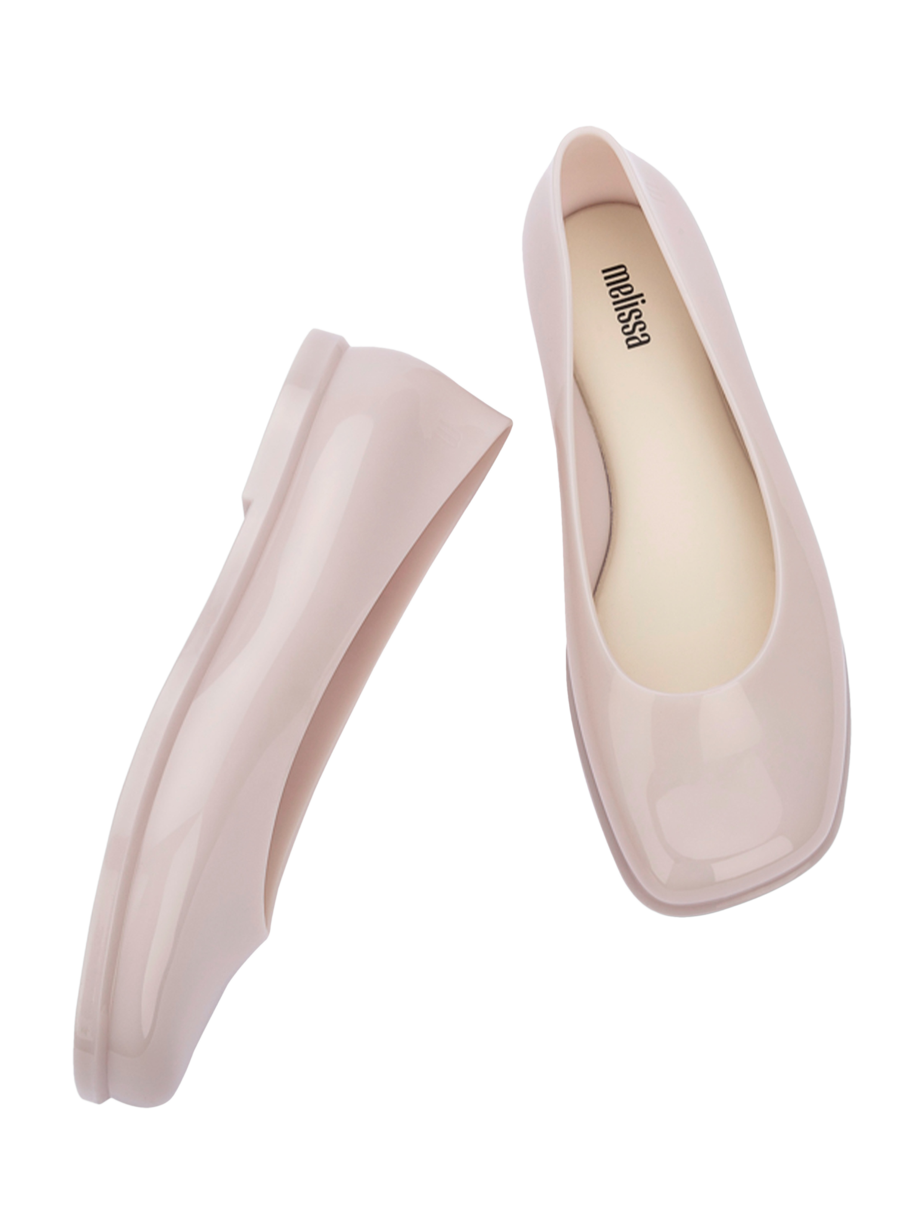 Product image 3 of 4, which shows Melissa Ruby Patent Ballerina Pumps, Milky Beige, 3