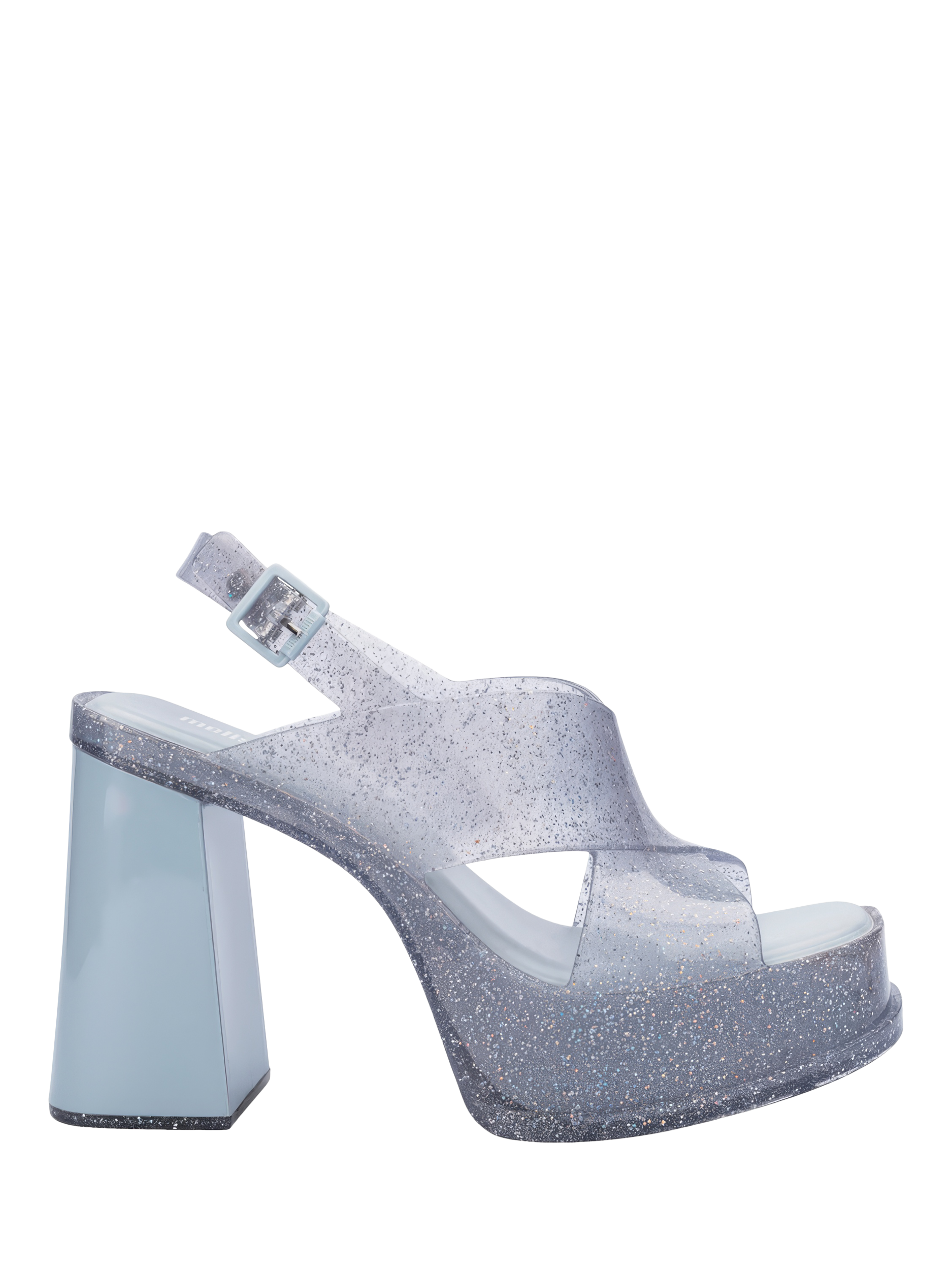 Melissa Dance Glitter Jelly Block Heeled Sandals Glitter Clear Blue