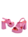 Melissa Dance Jelly Block Heeled Sandals, Pink/Red